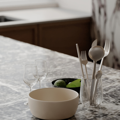  餐具 刀叉 水杯 牛油果su模型 