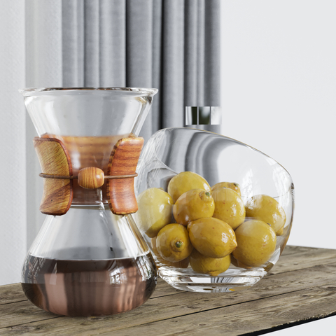  果盘 酒具 柠檬su模型 