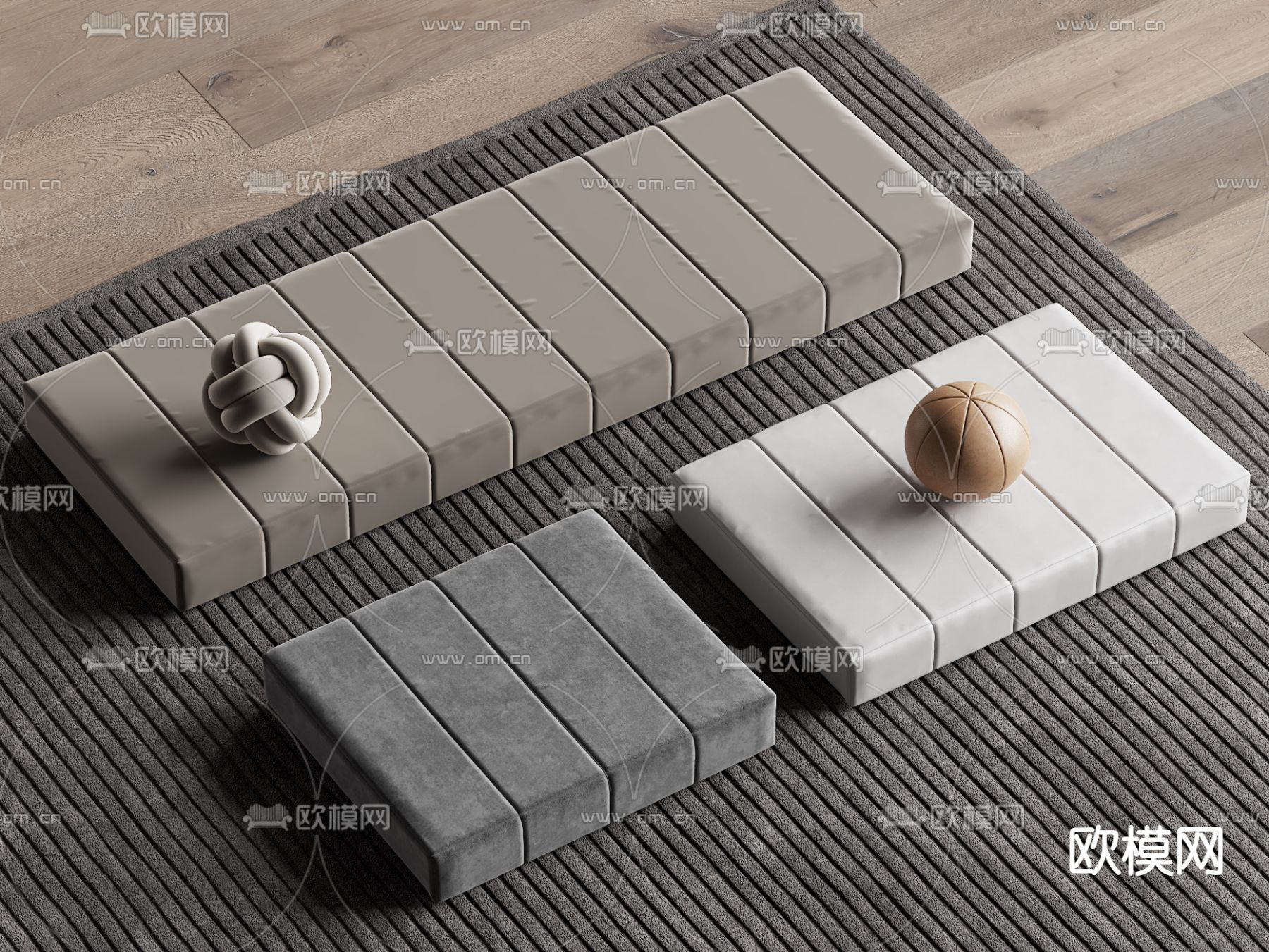 现代飘窗垫 坐垫su模型