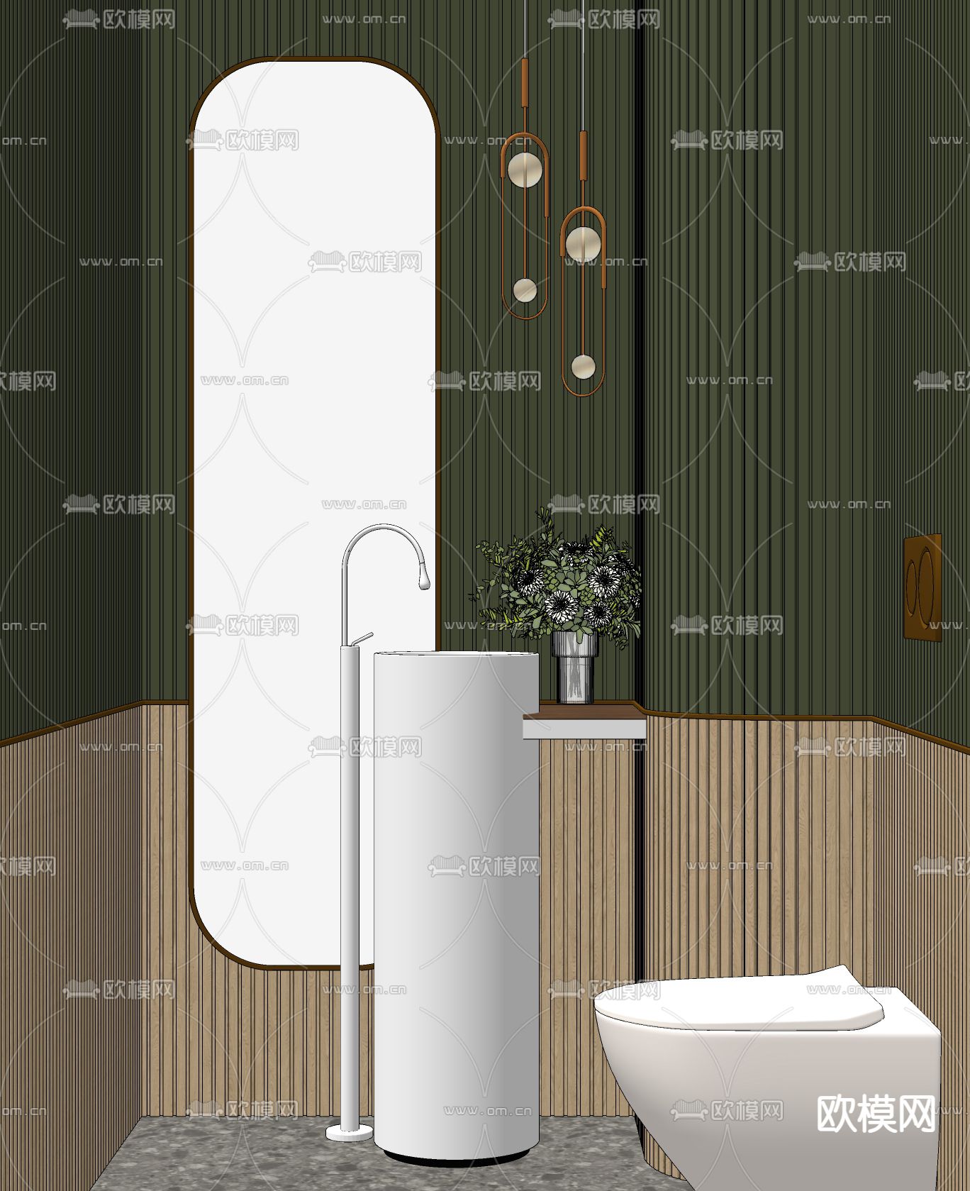 现代卫生间 洗手间su模型下载（渲染图1）