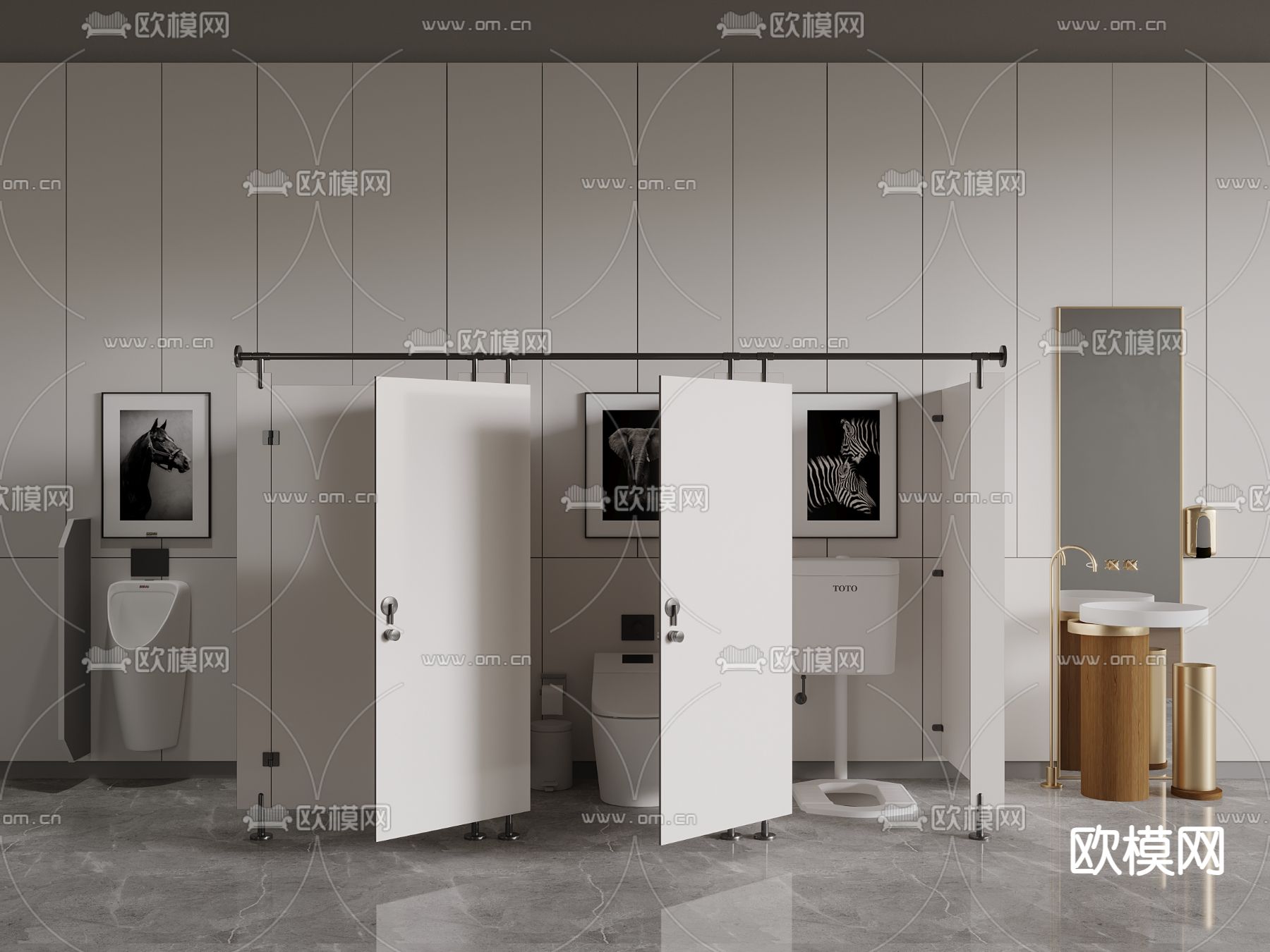 公共便器 卫生间设备 洗手台3d模型下载