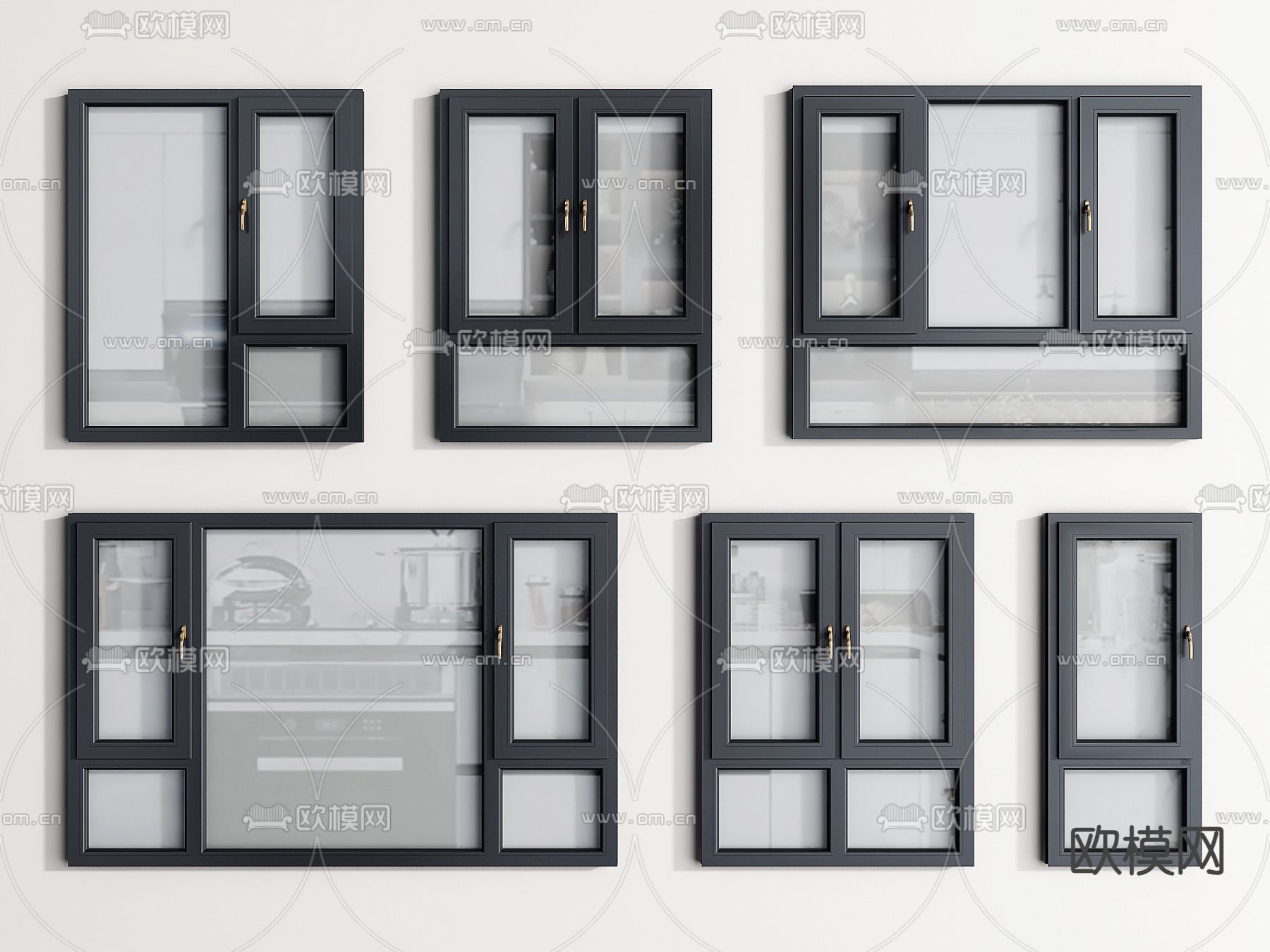 现代窗户 平开窗 窗子 玻璃窗3d模型下载