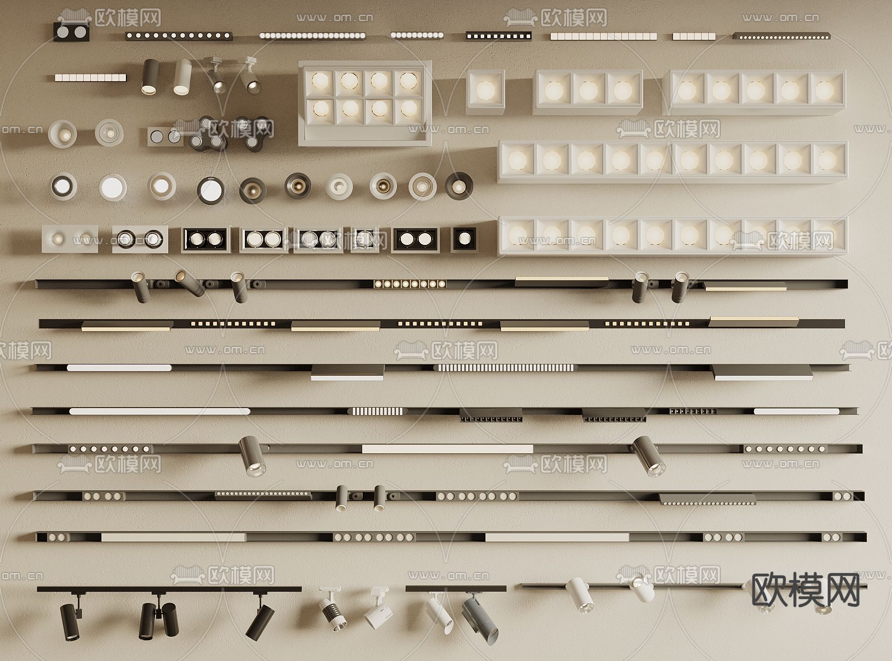 磁吸灯 筒灯 射灯 轨道灯3d模型下载