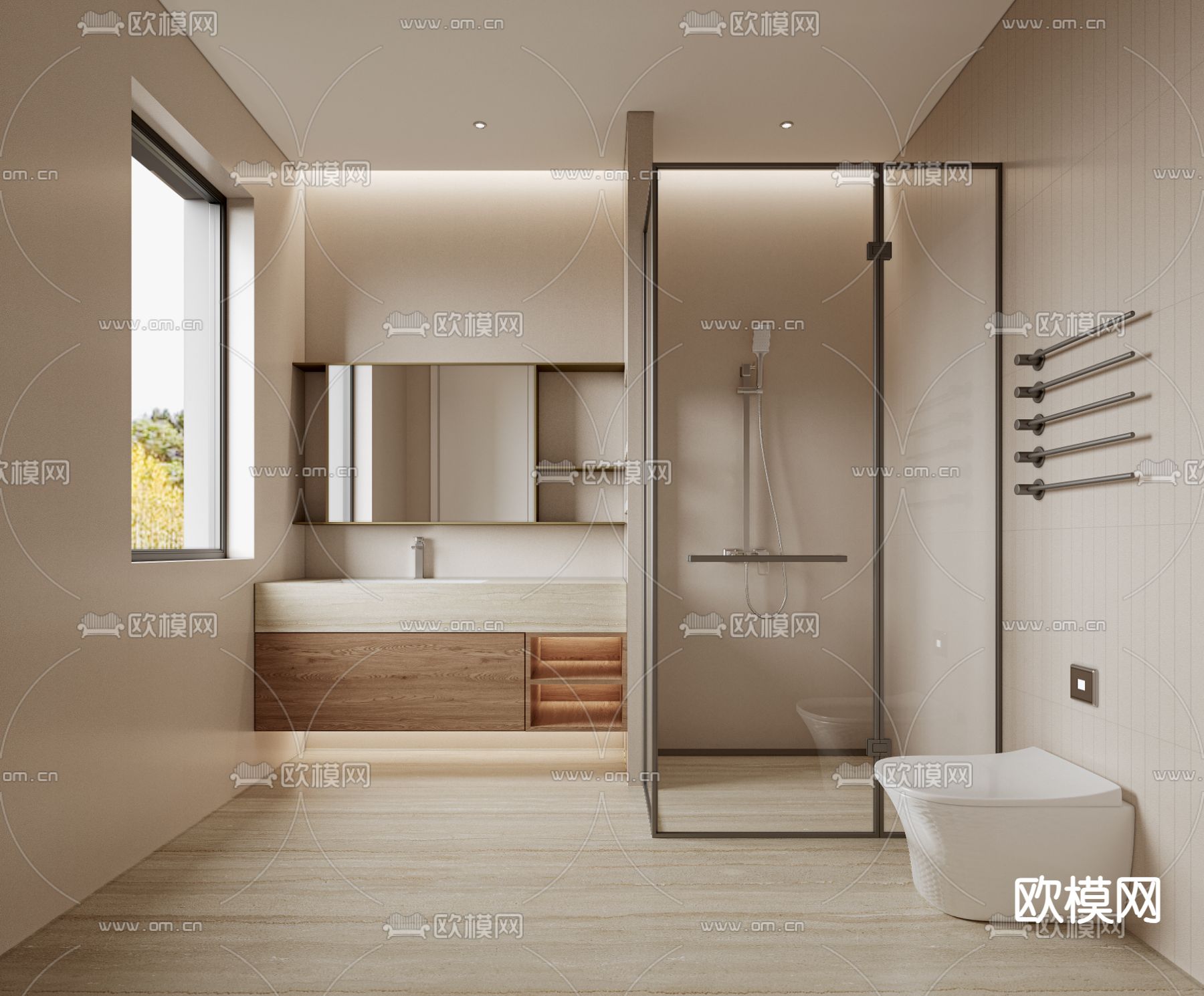 侘寂卫生间 浴室 洗手间3d模型下载