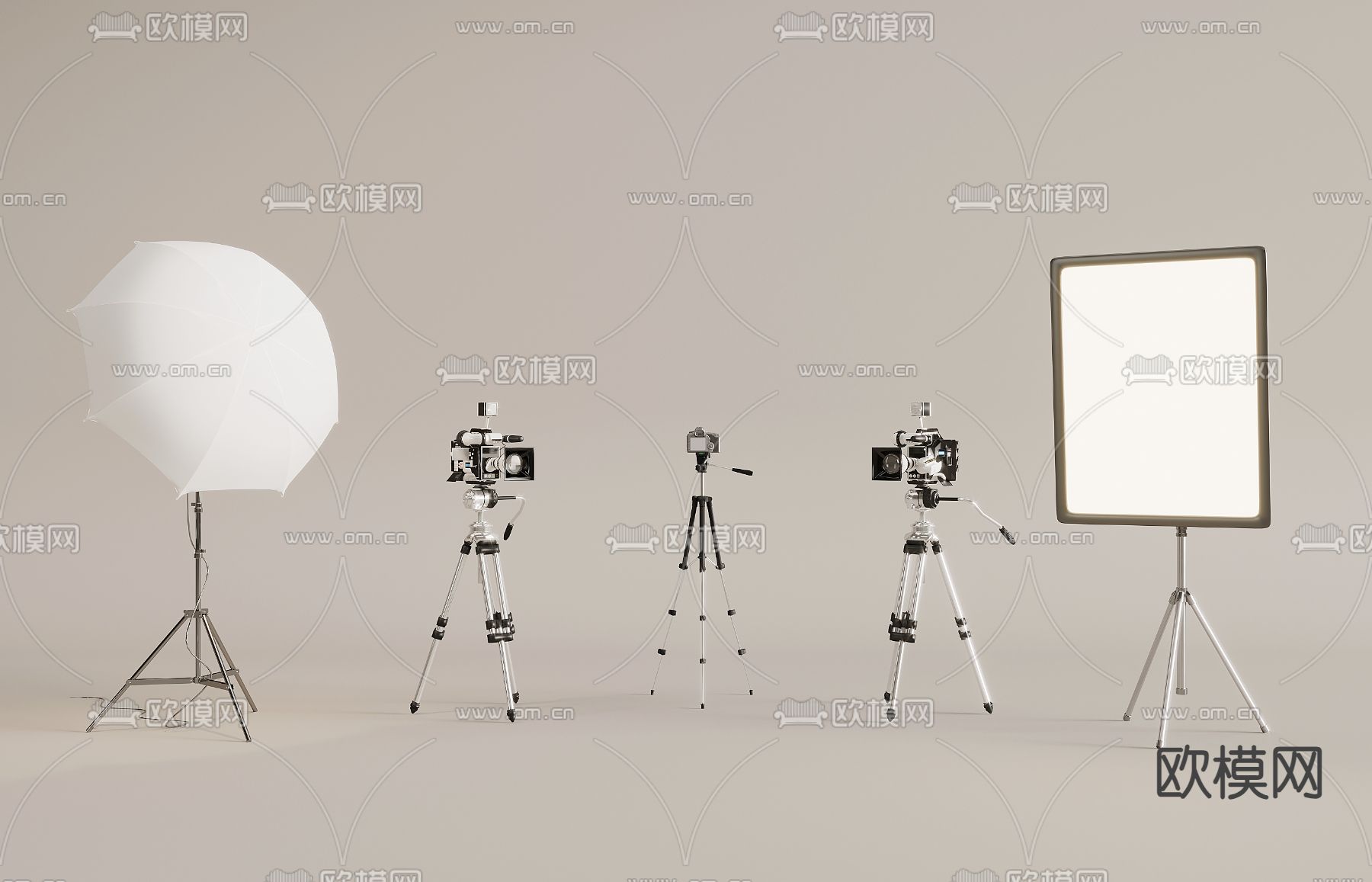 摄影器材 摄影机 补光灯3d模型下载