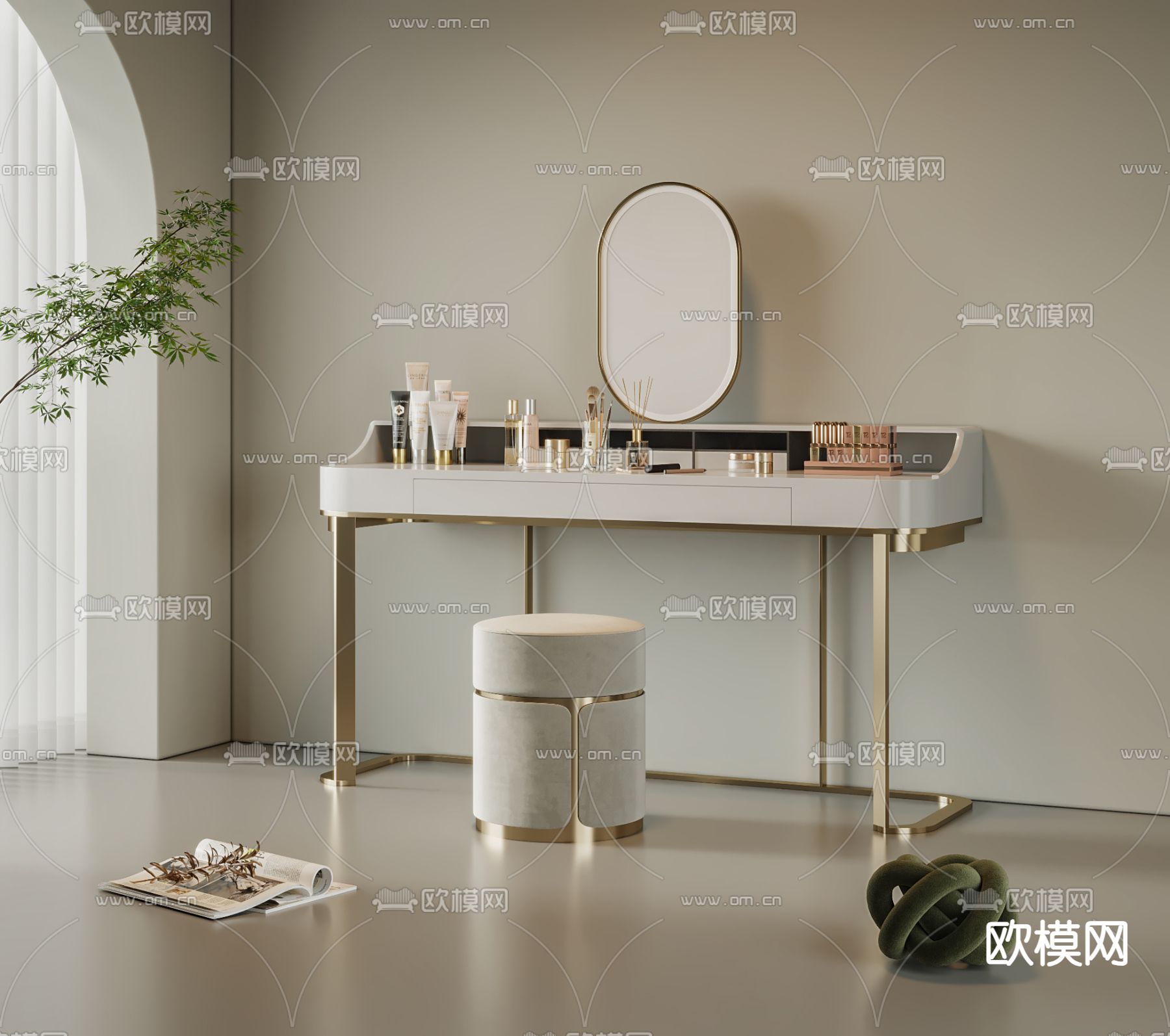 现代梳妆台3d模型下载