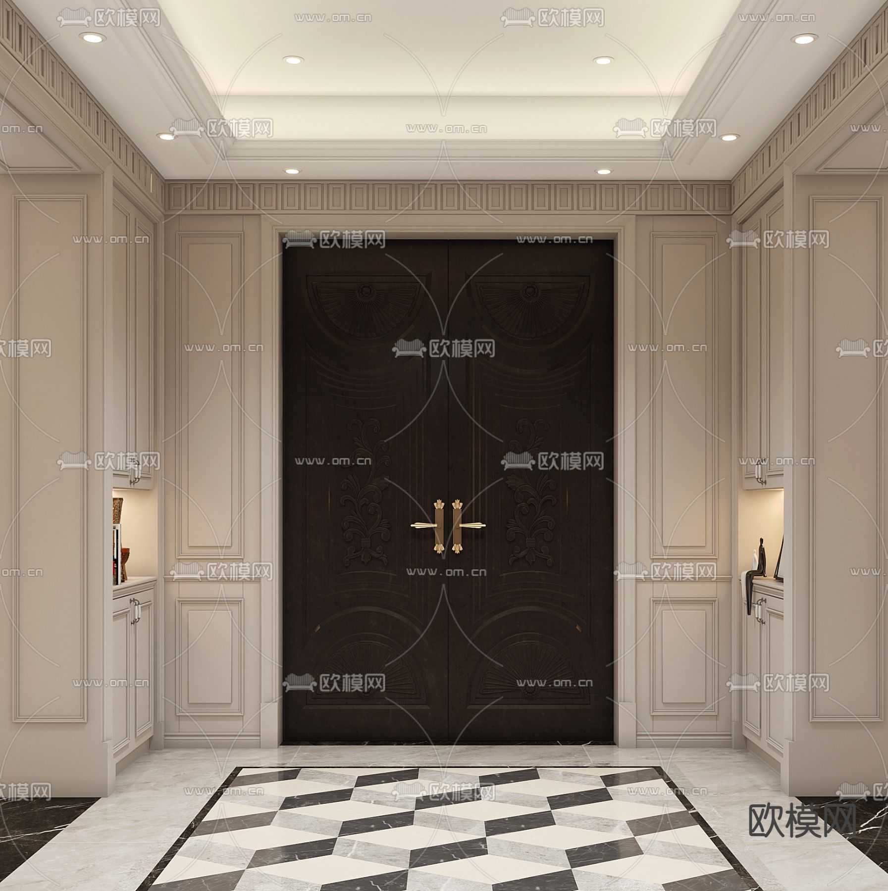 简欧玄关 门厅su模型下载（渲染图2）