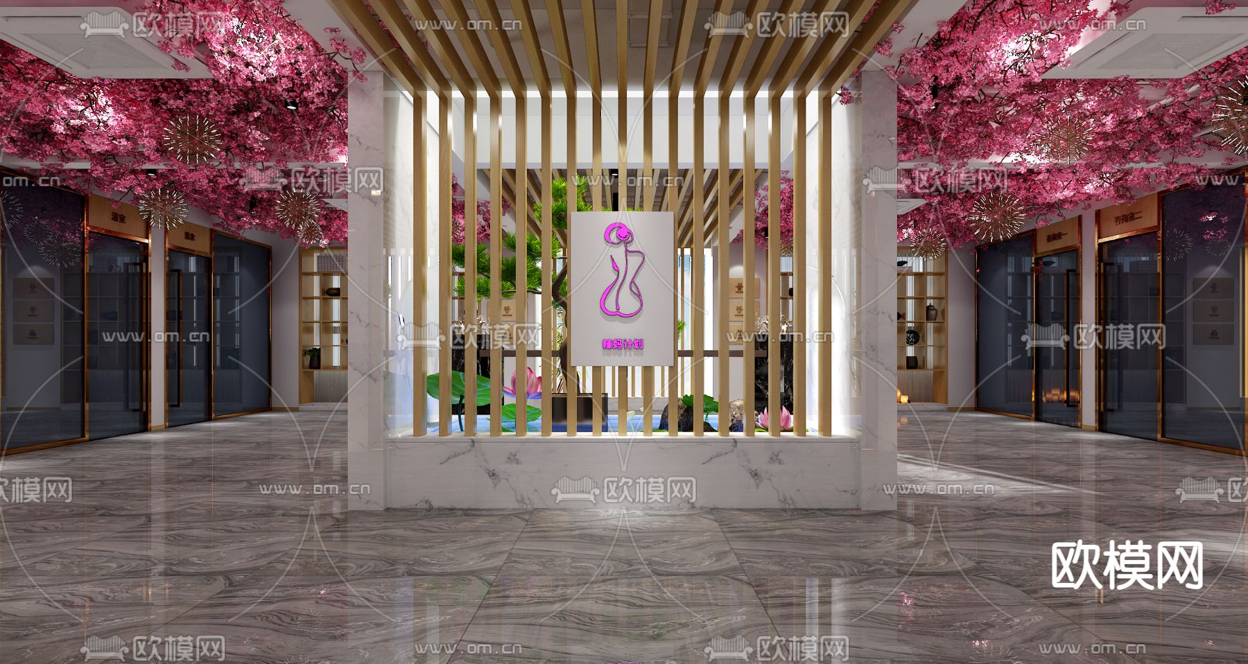 新中式美容院 SPA店3d模型下载（渲染图1）