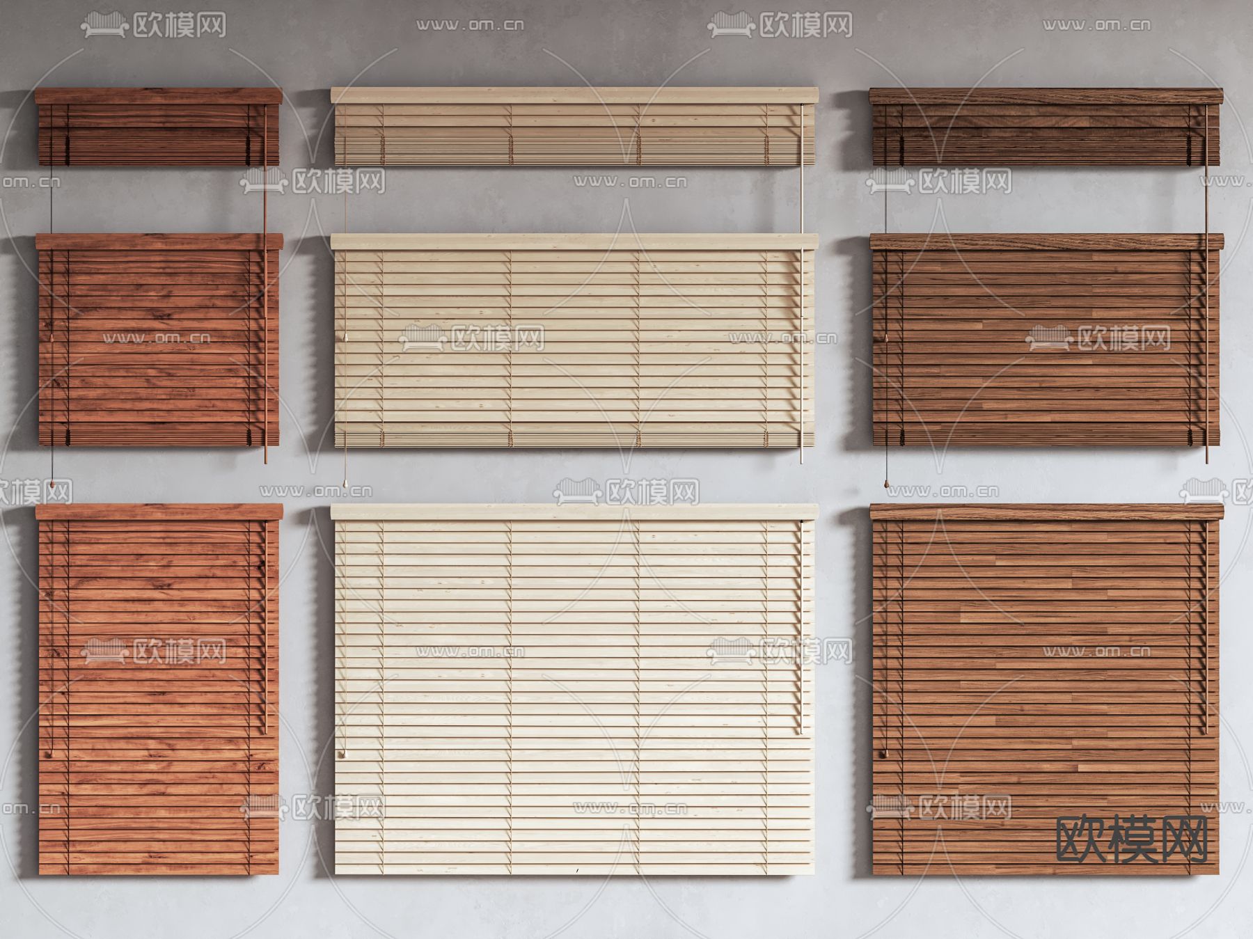 侘寂木百叶帘 竹帘 卷帘su模型下载（渲染图2）