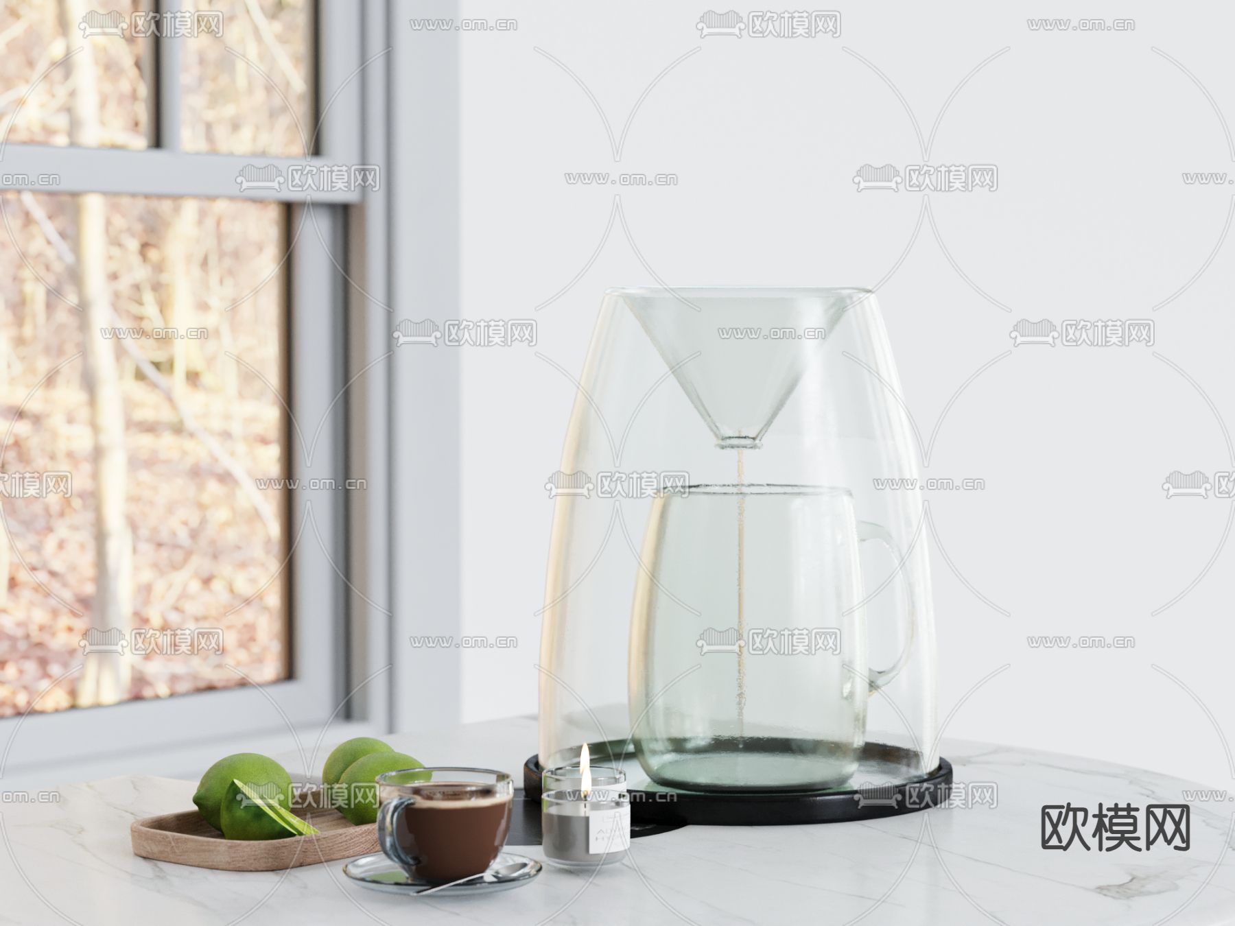 咖啡 果盘 饮具su模型下载（渲染图2）