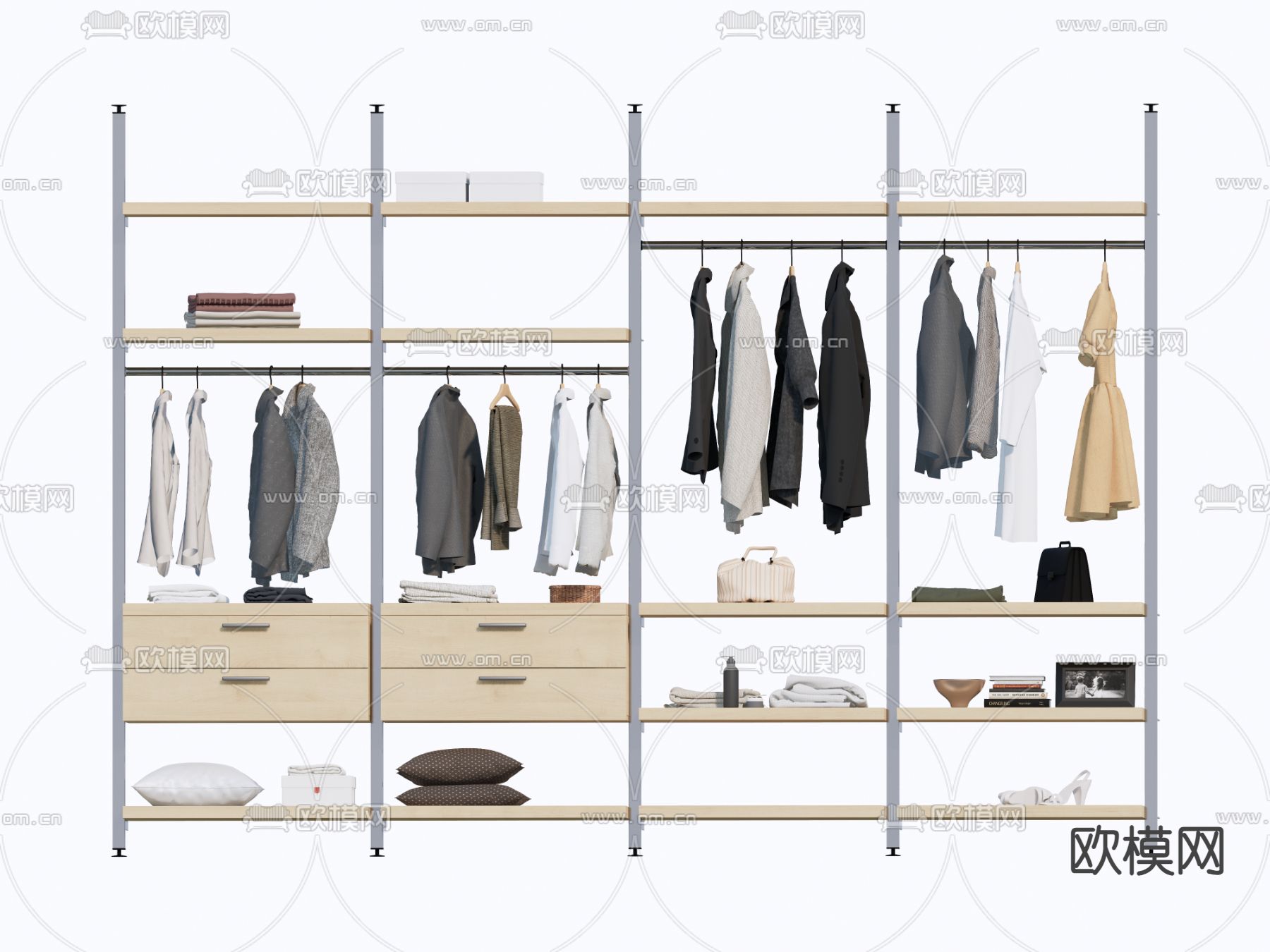 无门衣柜 衣橱 衣物架 服装 卫衣3d模型下载