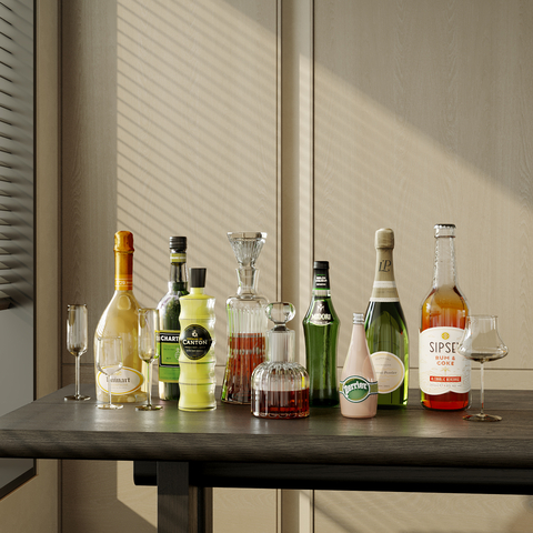  红酒 洋酒 酒水 饮料su模型 