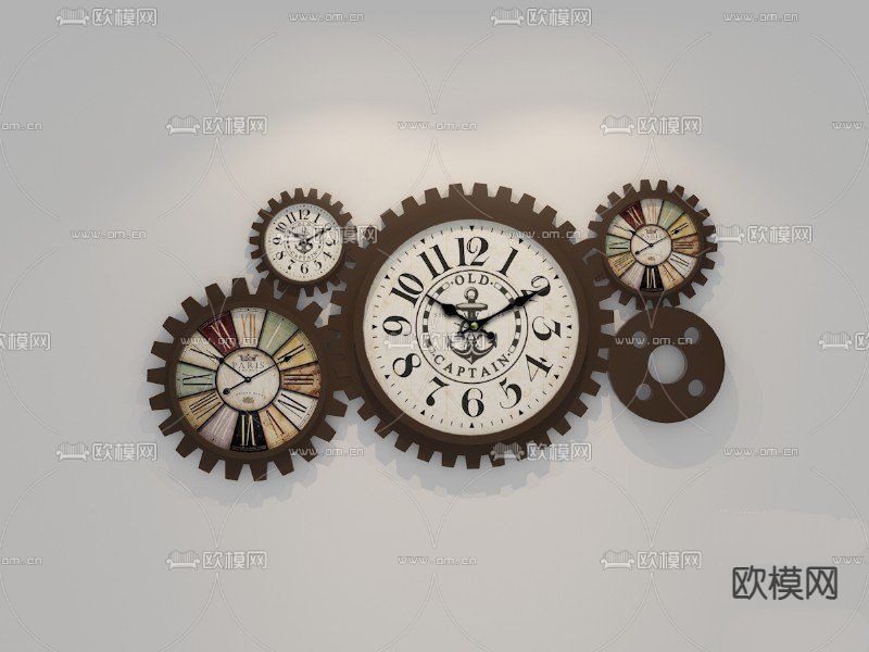 欧式古典钟表 挂钟 机械时钟su模型下载（渲染图2）