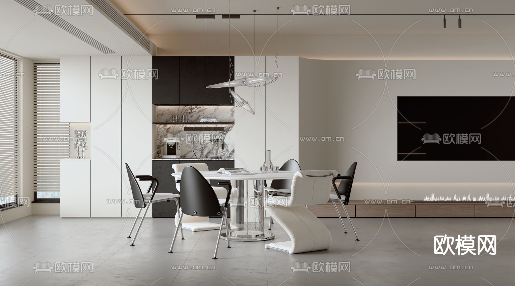 现代餐厅3d模型下载