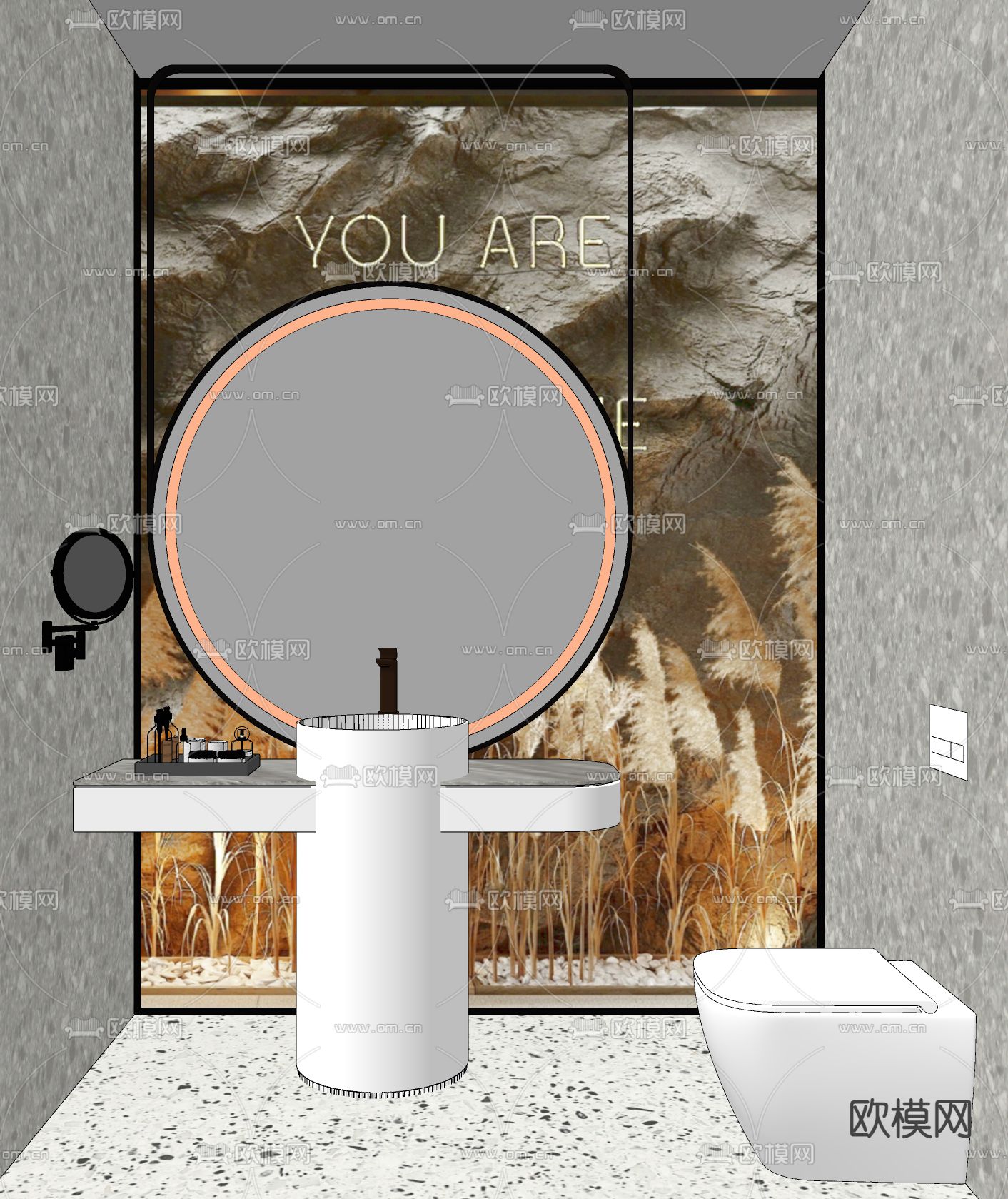 现代卫生间 洗手间su模型下载（渲染图1）