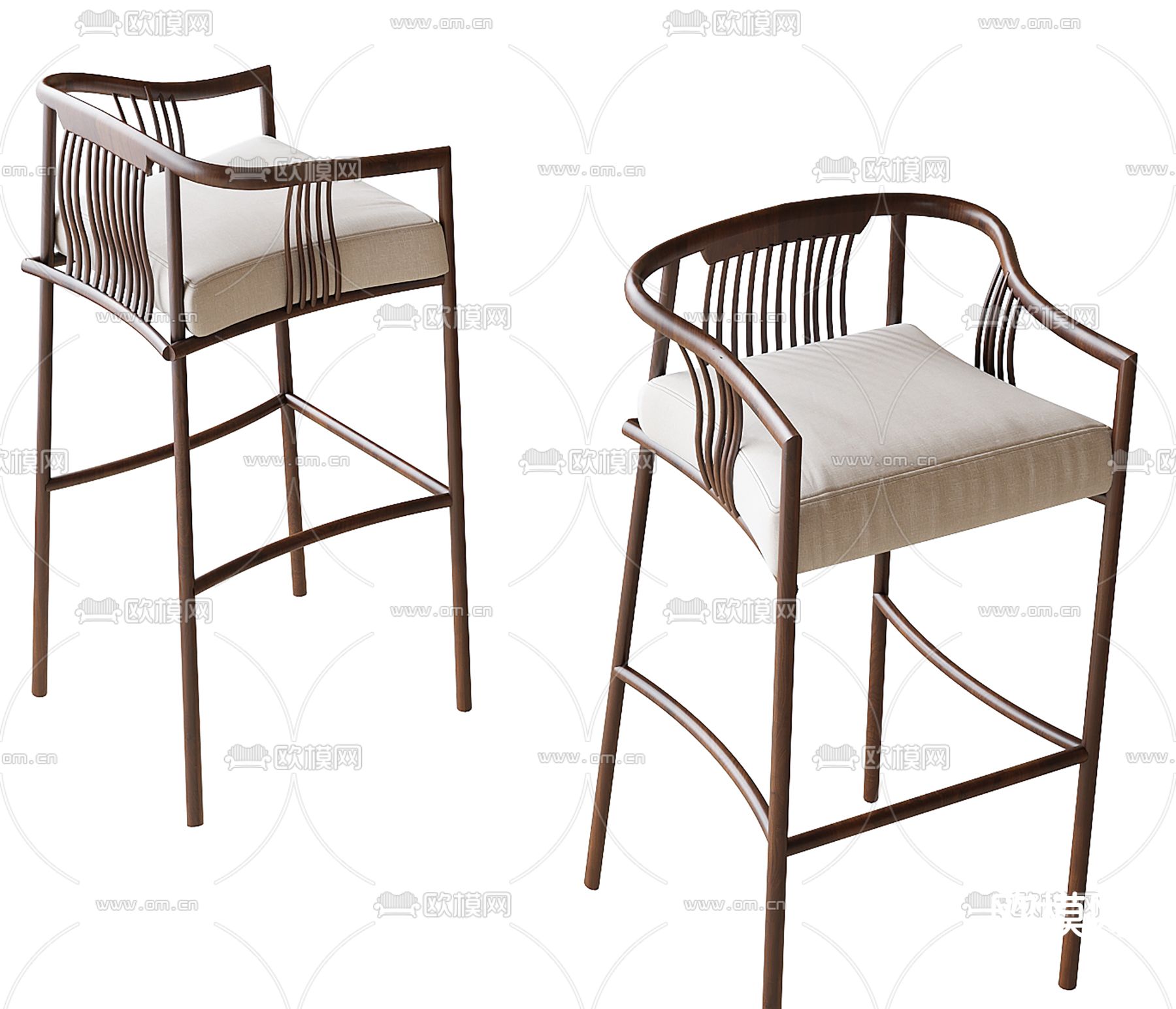 新中式吧凳 吧椅3d模型下载