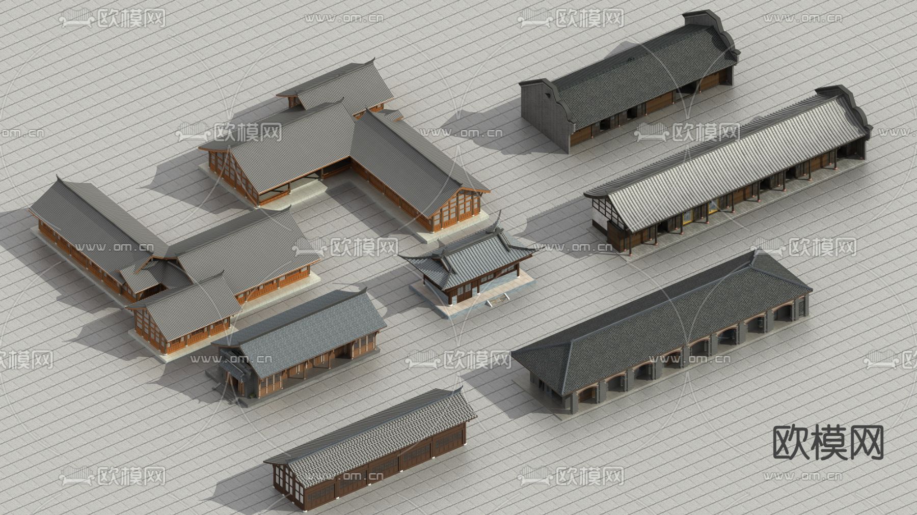 中式古建筑3d模型下载