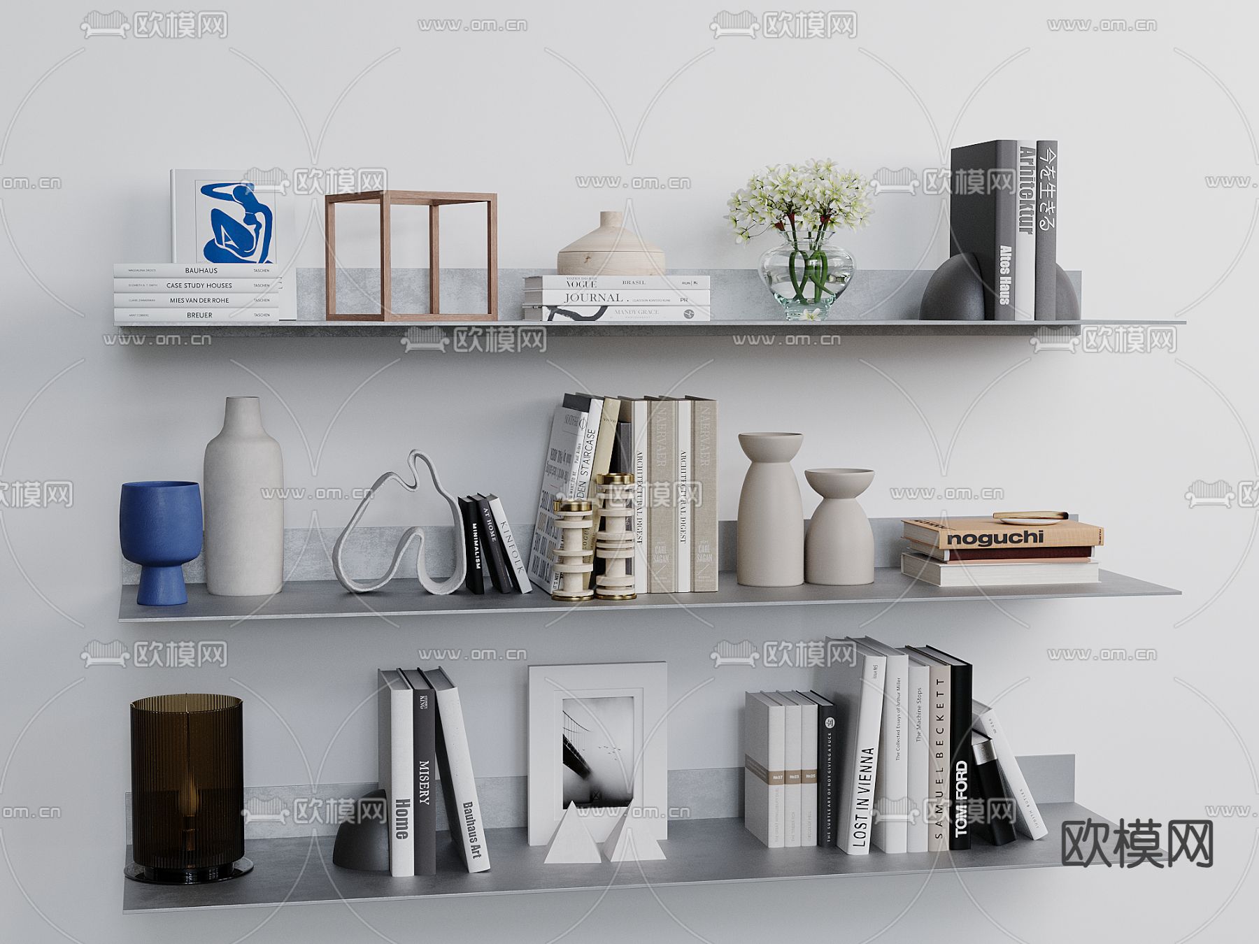 现代装饰品 书籍摆件3d模型下载