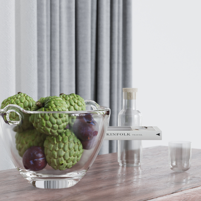  水果 果盘 饮具su模型 