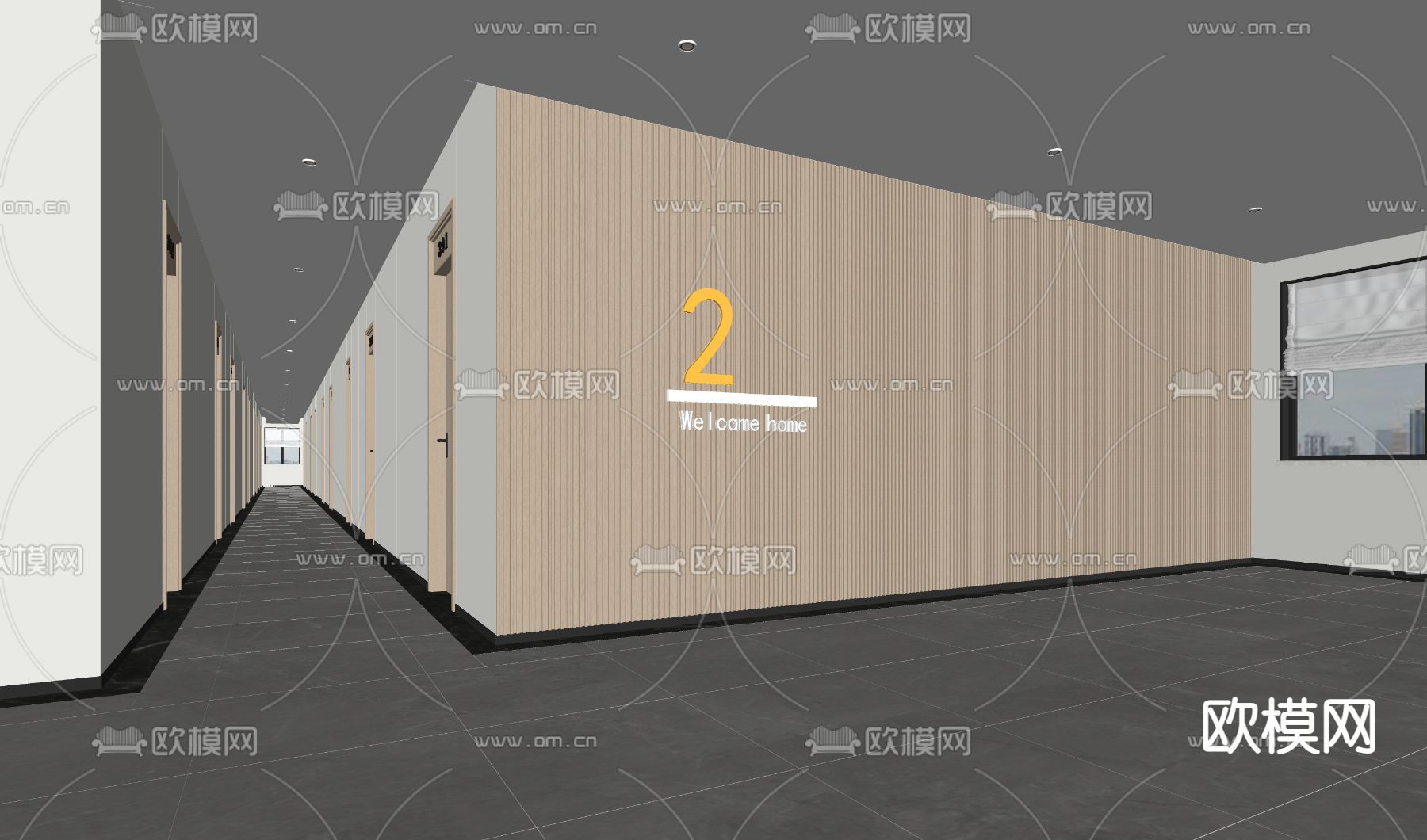 办公室过道su模型下载（渲染图1）