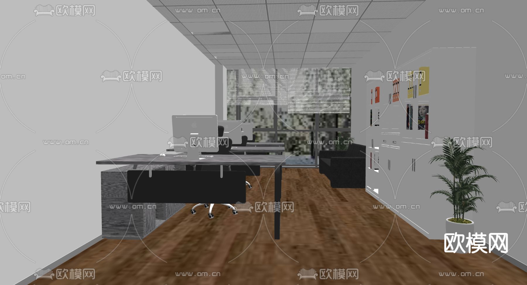 小办公室su模型下载（渲染图1）