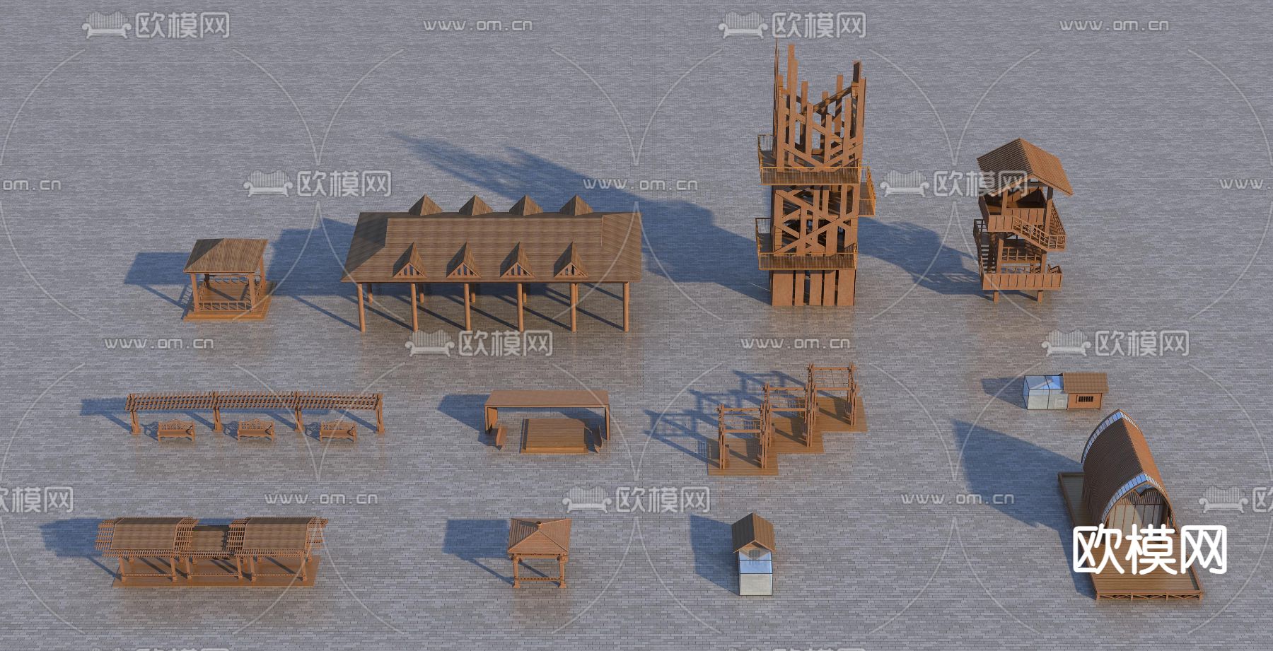 新中式亭子 凉亭 休憩亭3d模型下载
