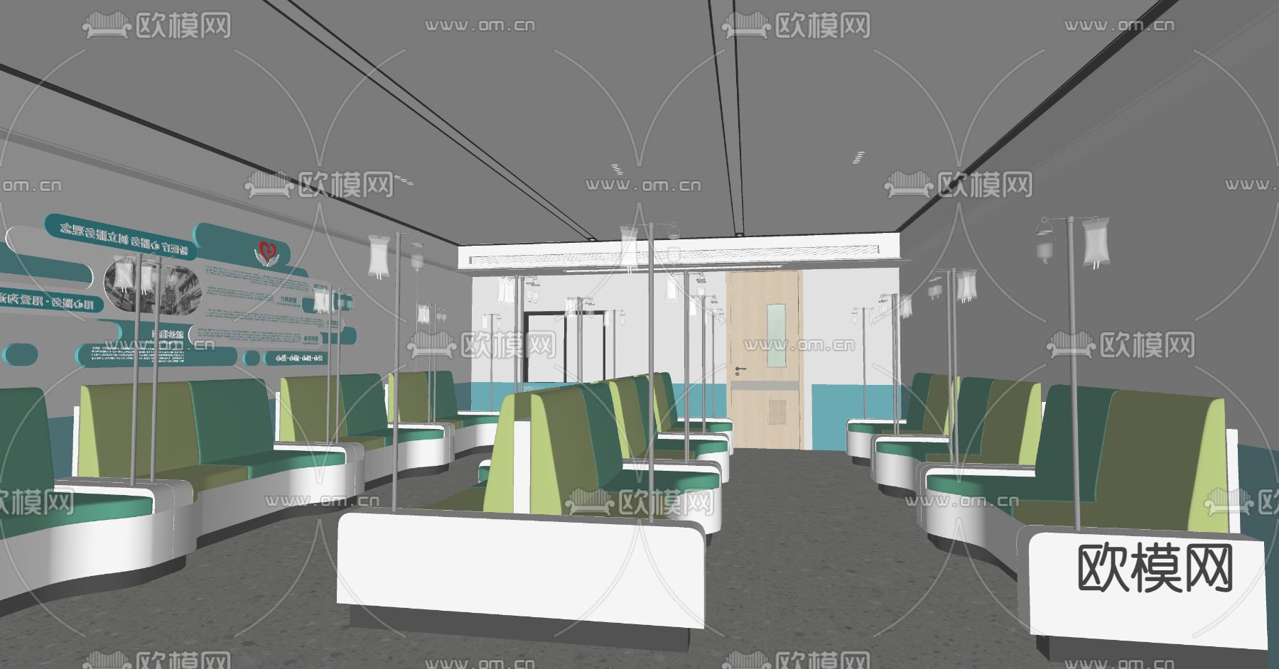 现代医院输液室su模型下载（渲染图1）
