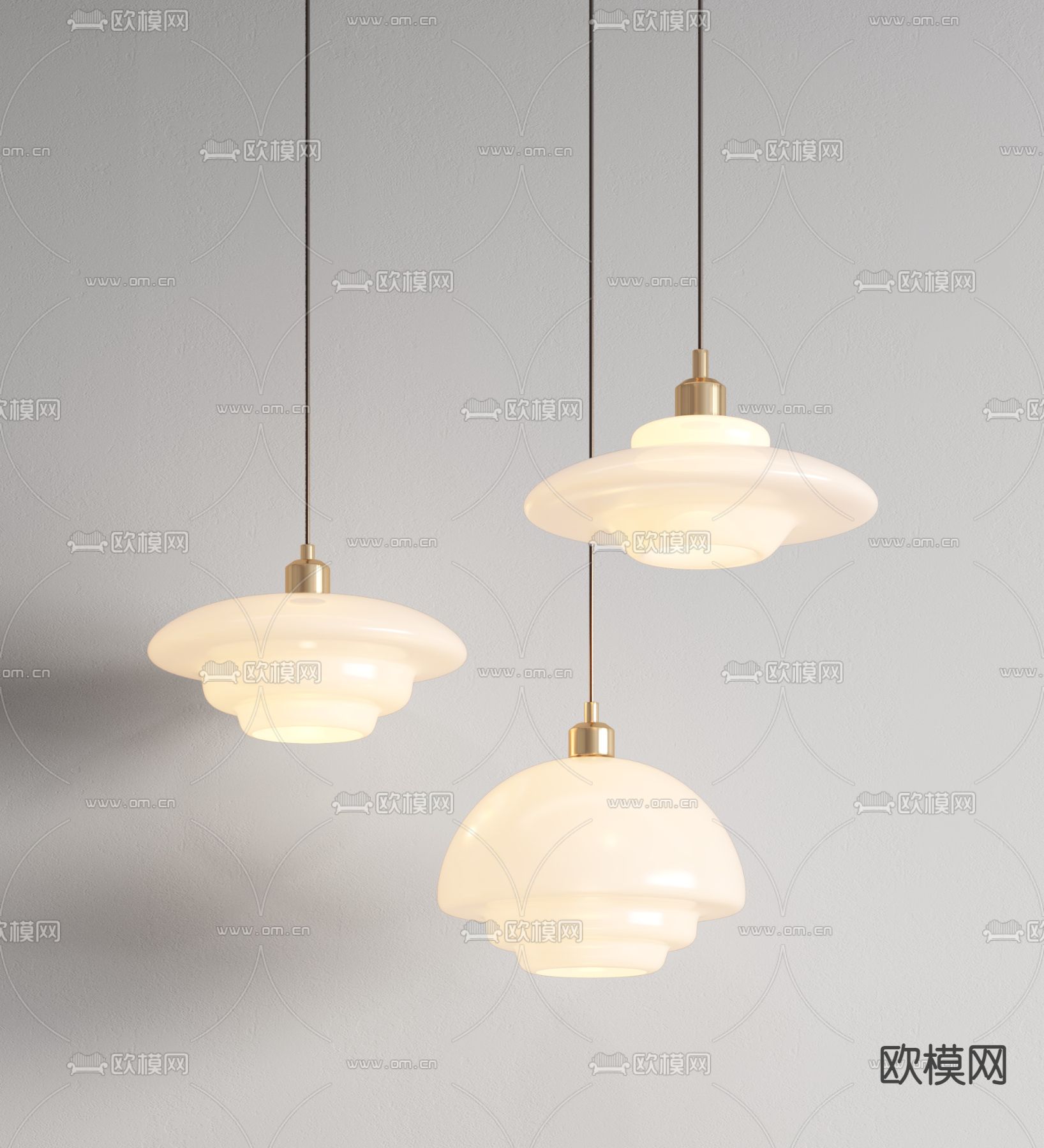 Nordic奶油风吊灯 飞碟吊灯3d模型下载