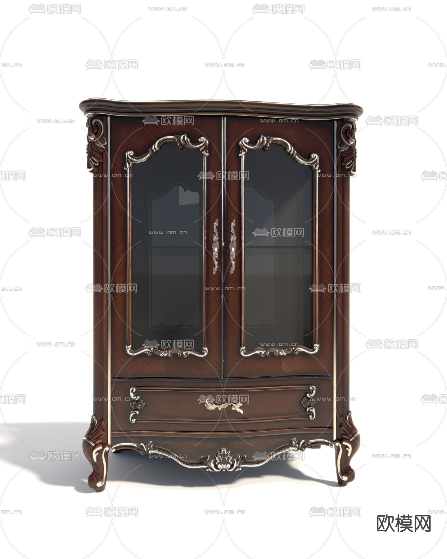 欧式厅柜 双门装饰柜3d模型下载（渲染图2）