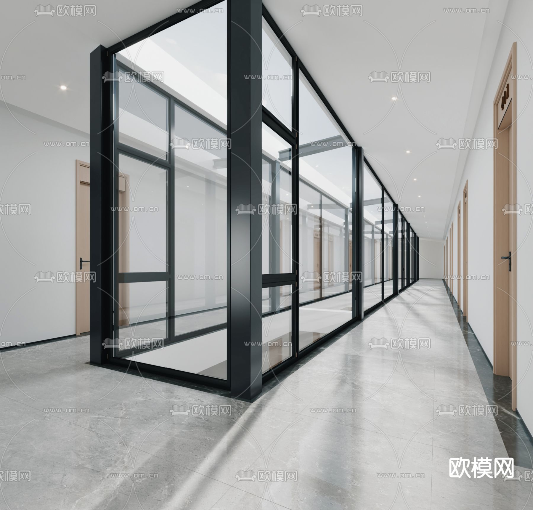 公司走道su模型下载（渲染图2）