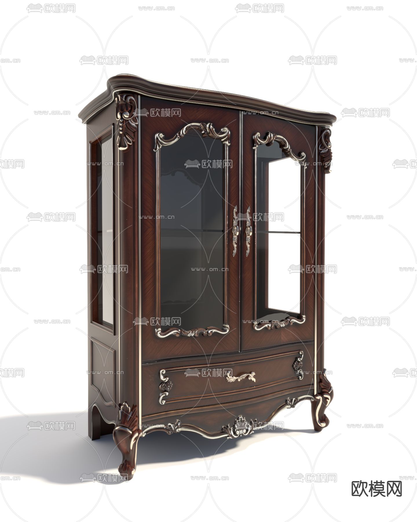 欧式厅柜 双门装饰柜3d模型下载（渲染图1）