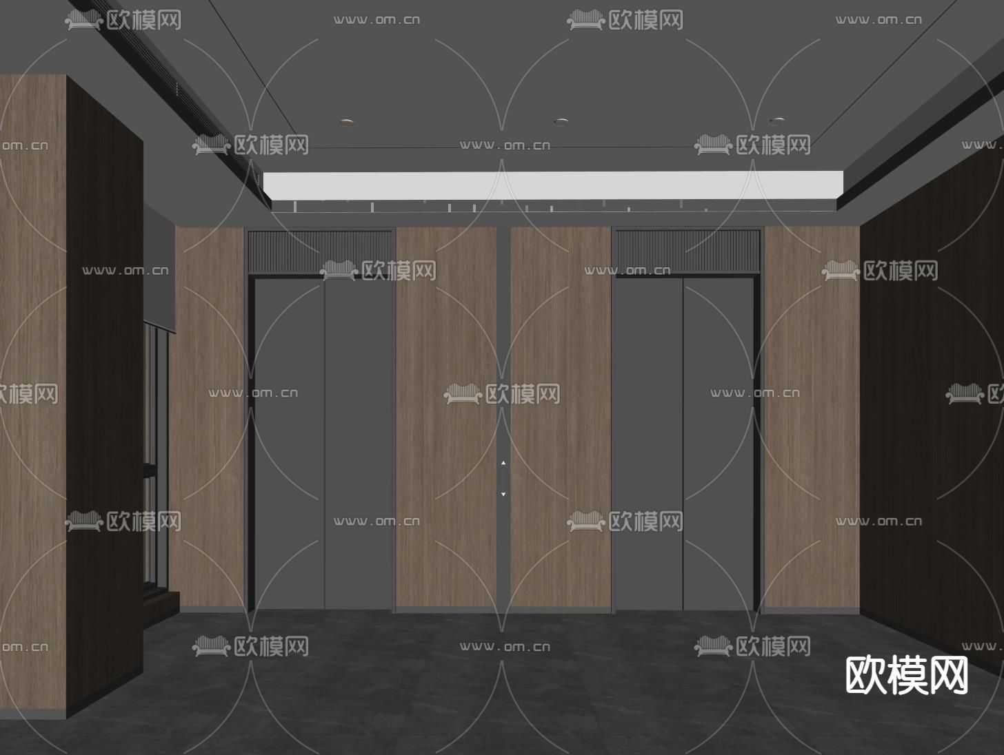 现代电梯厅su模型下载（渲染图1）