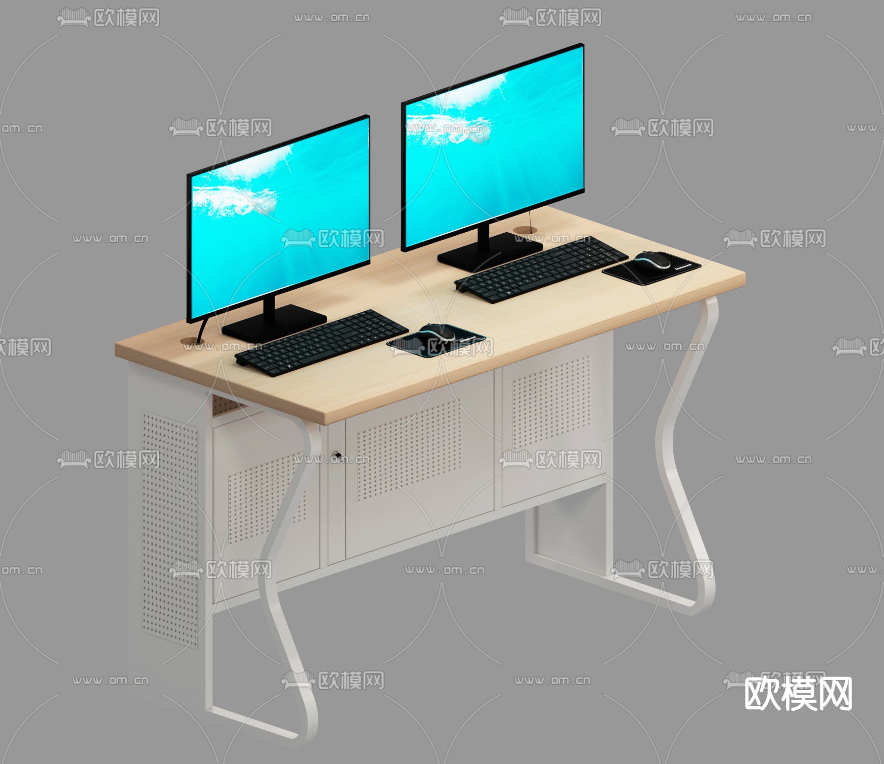 现代书桌 电脑桌3d模型下载