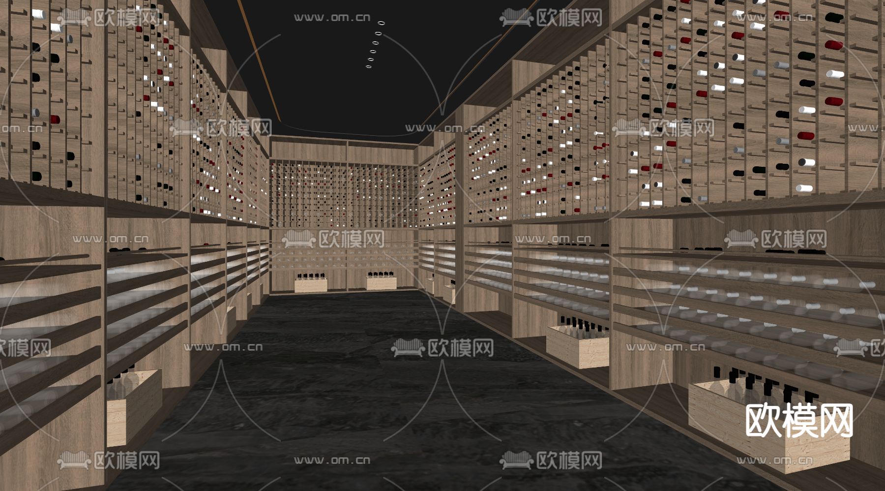 藏酒室 恒温室 红酒室 酒窖su模型下载（渲染图1）