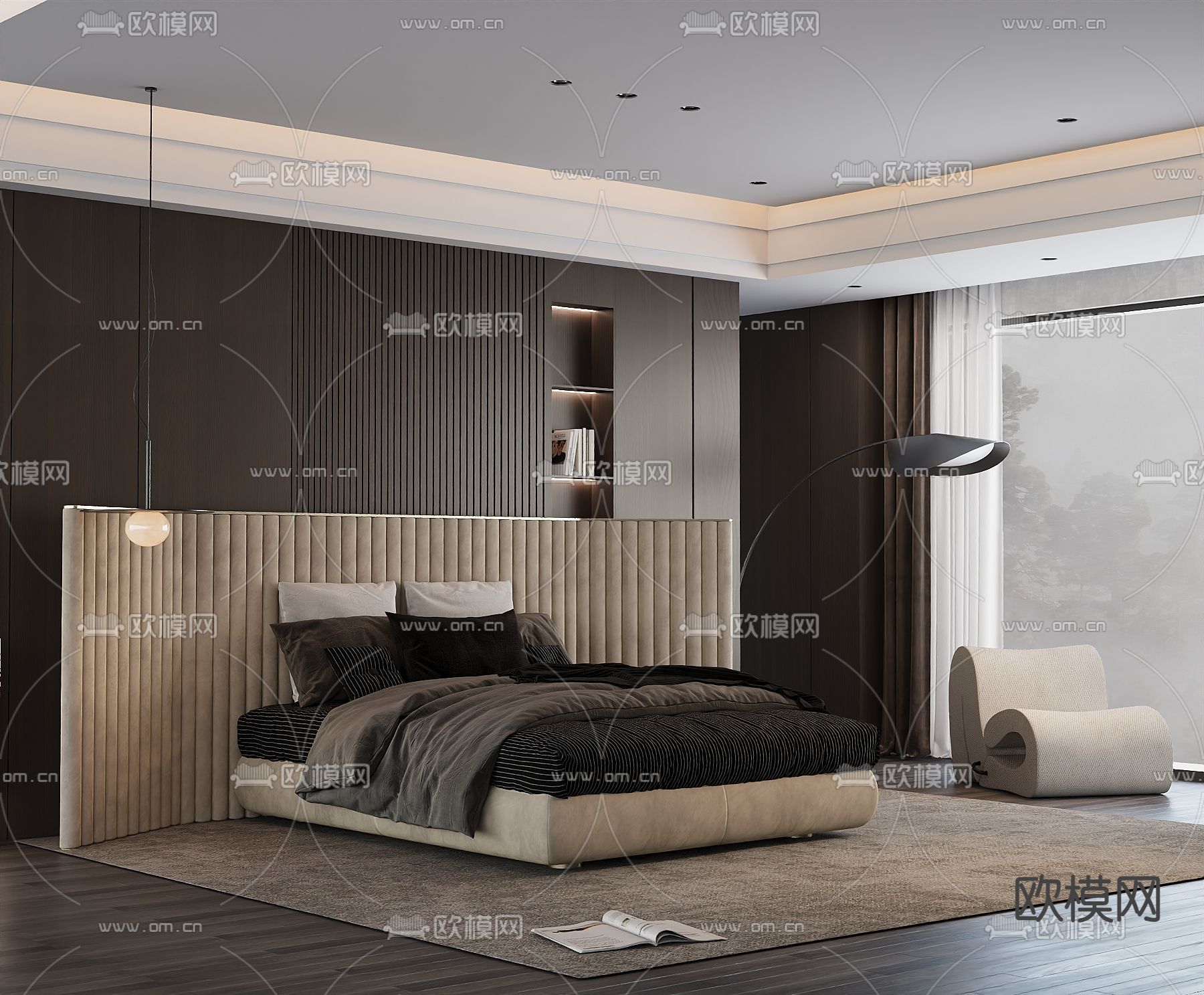 意式双人床3d模型下载