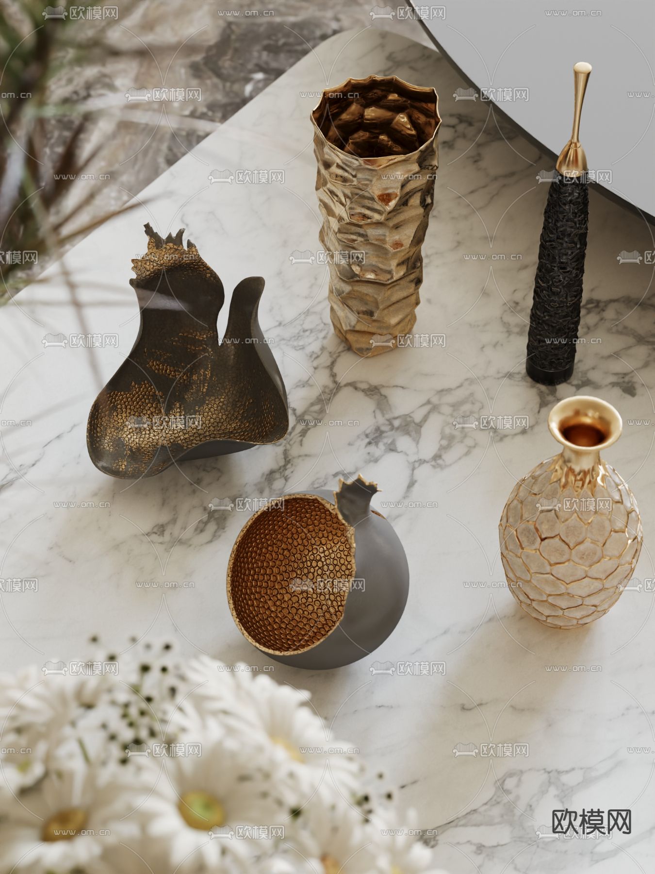 轻奢摆件 瓷器 金属器皿3d模型下载