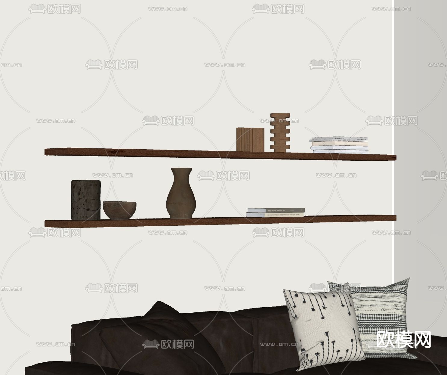 置物架 一字隔板 展示架su模型下载（渲染图1）