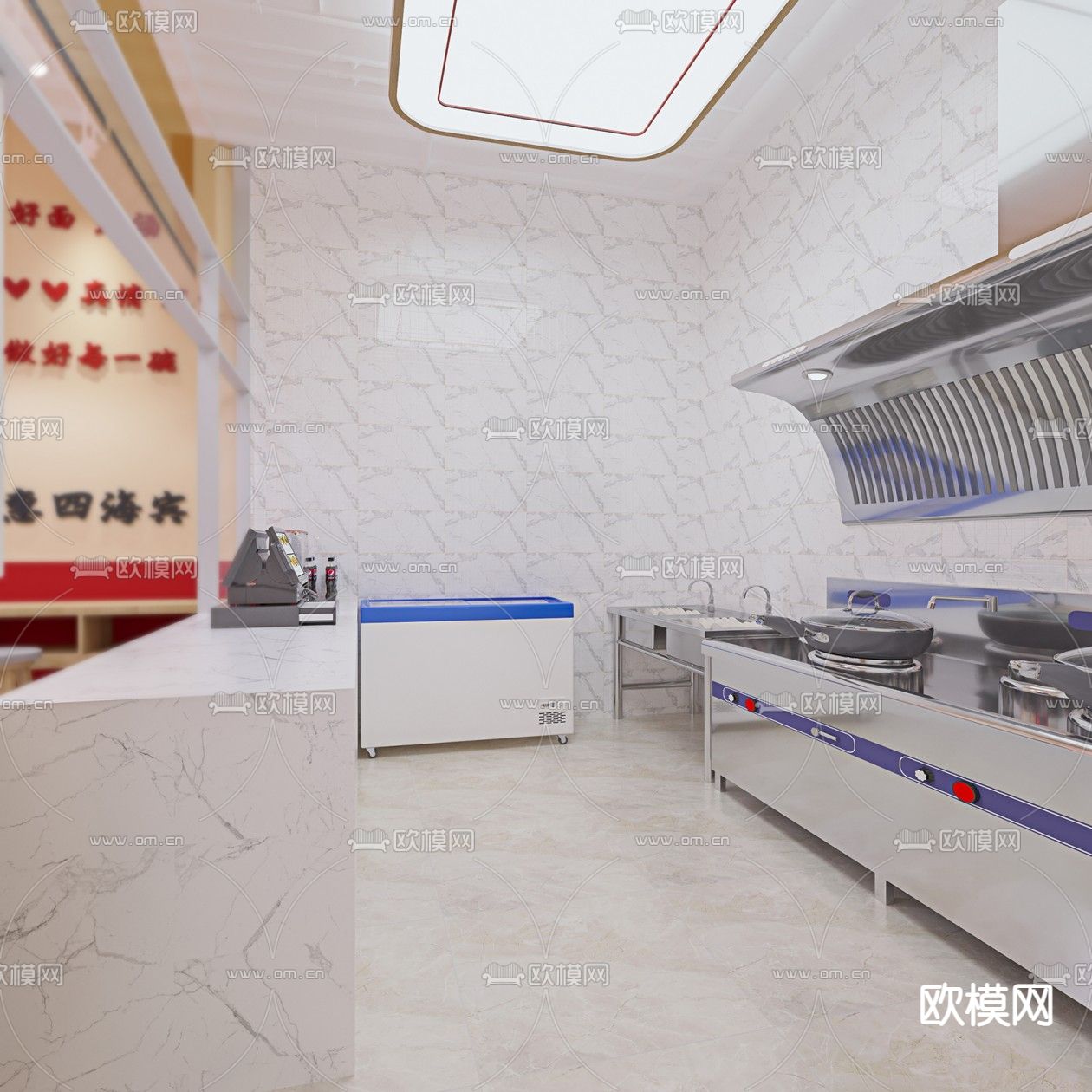 现代龙虾拌面店3d模型下载（渲染图4）