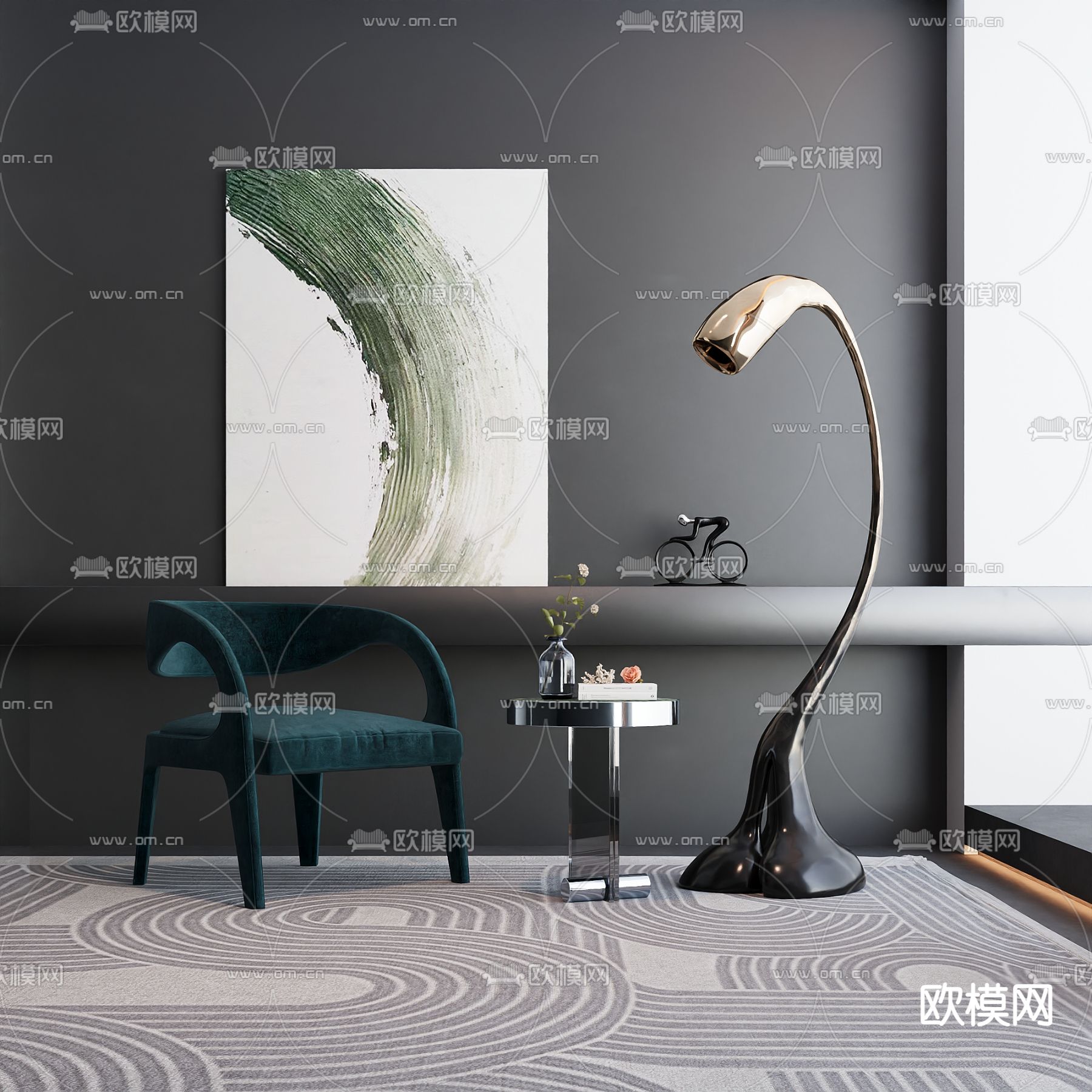 法式休闲椅 椅子3d模型下载