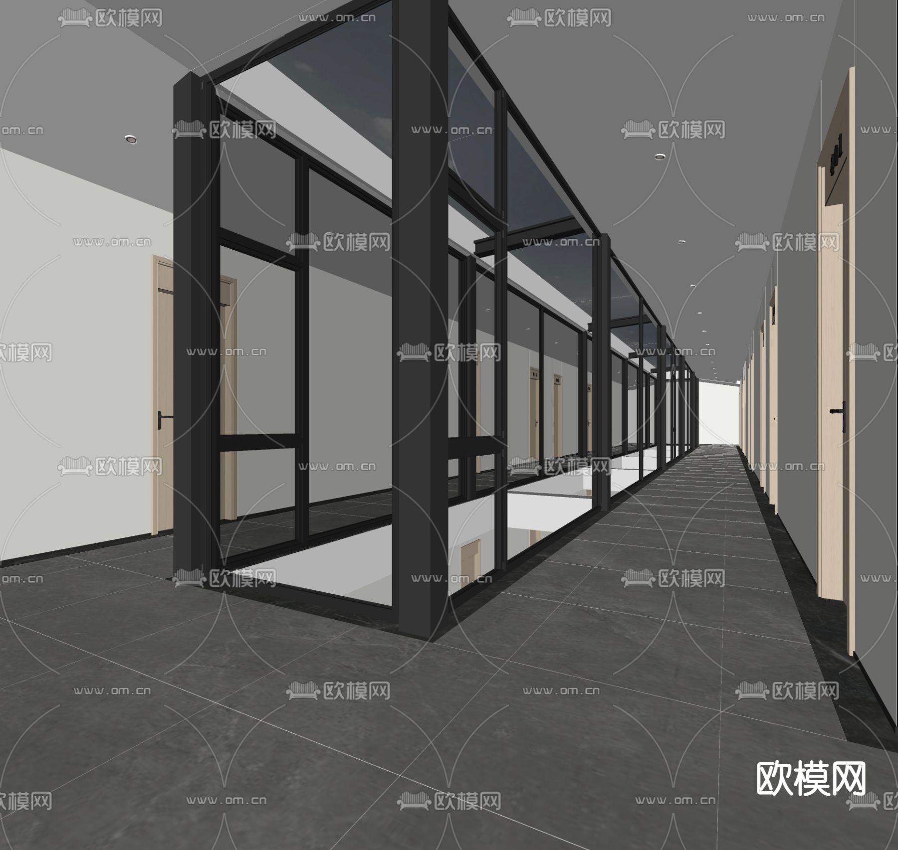 公司走道su模型下载（渲染图1）