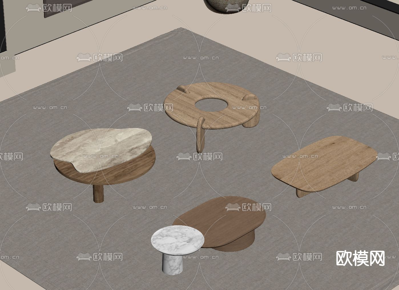 北欧茶几su模型下载（渲染图1）