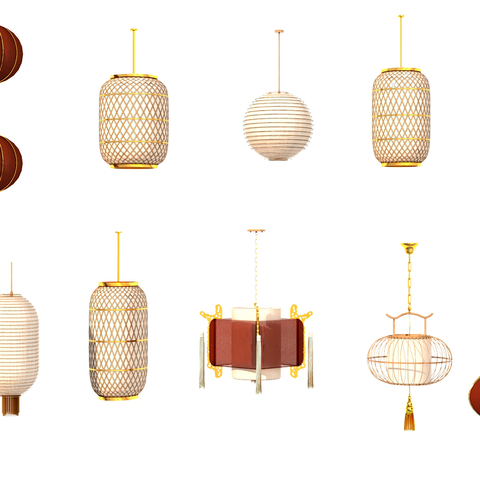  中式灯笼 装饰灯su模型 