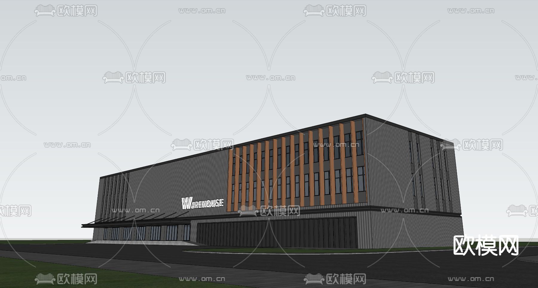 现代仓库 物流仓库su模型下载（渲染图1）