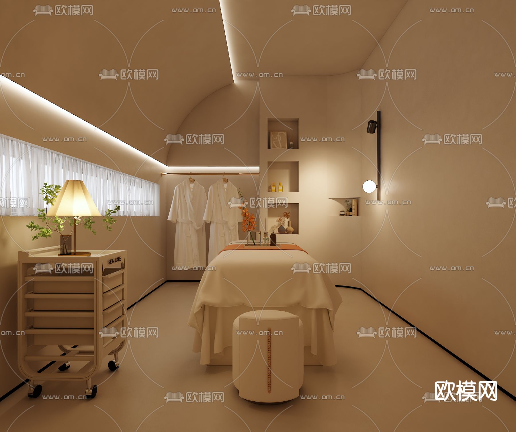 奶油风spa包间 按摩房su模型下载（渲染图2）