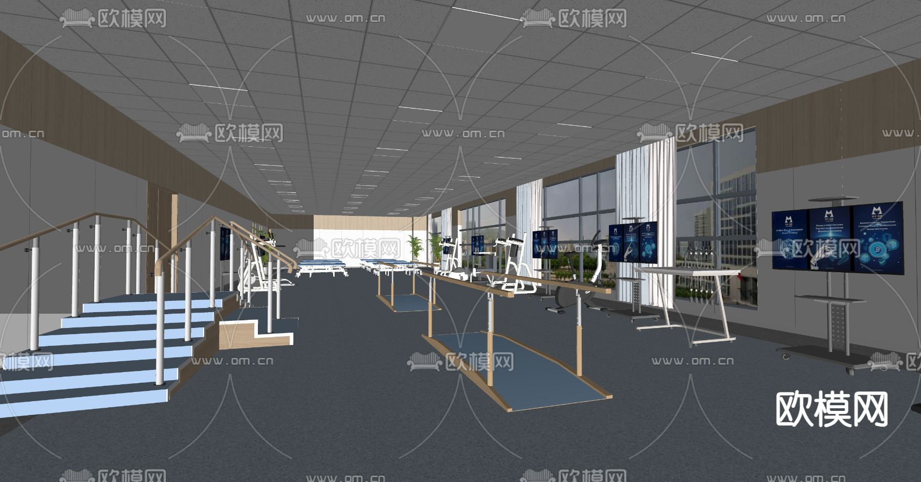 医院康复室 训练室su模型下载（渲染图1）