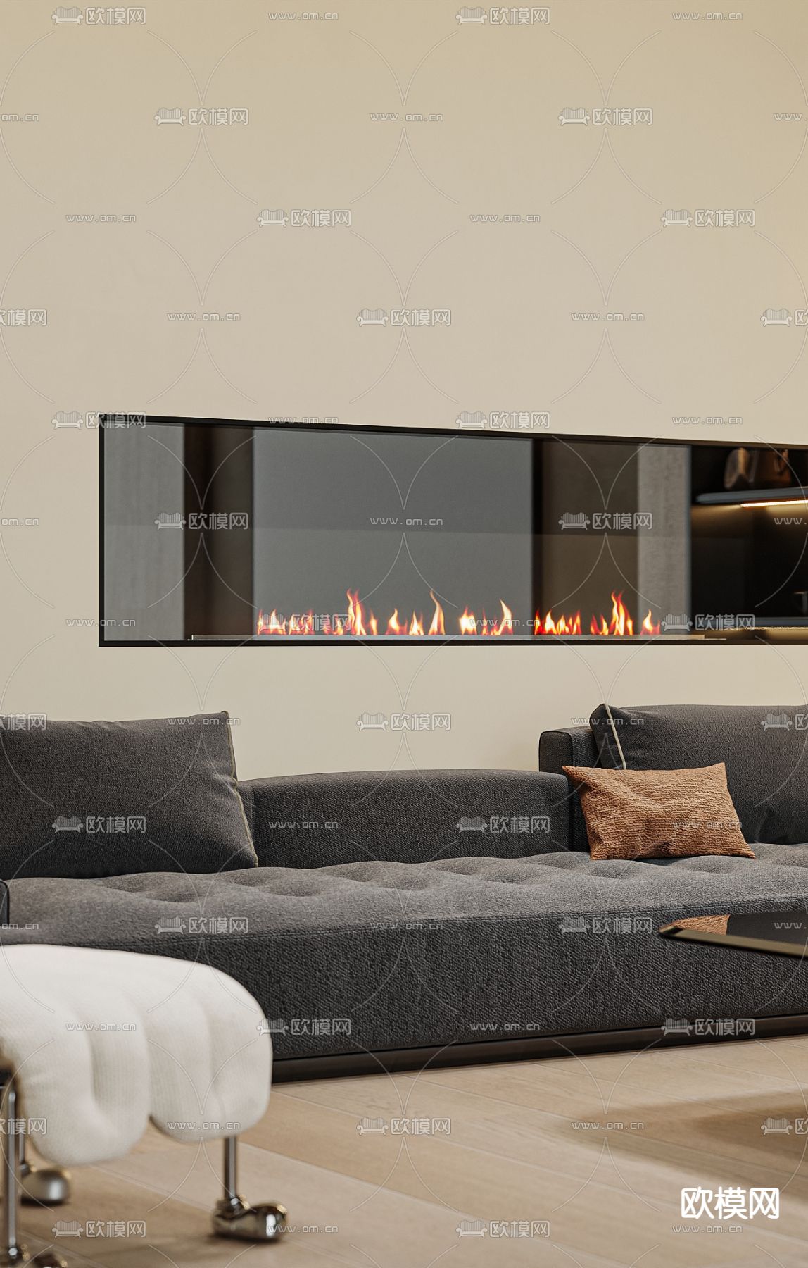 轻奢别墅大堂3d模型下载（渲染图6）