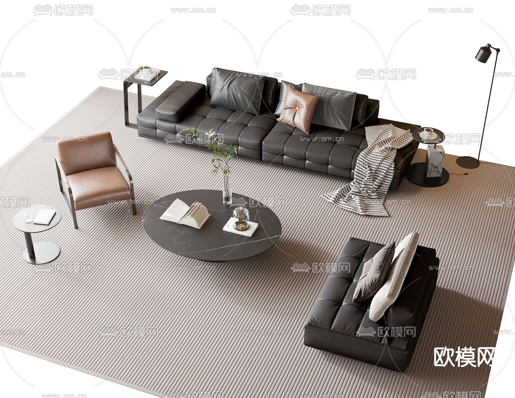 现代沙发组合3d模型下载