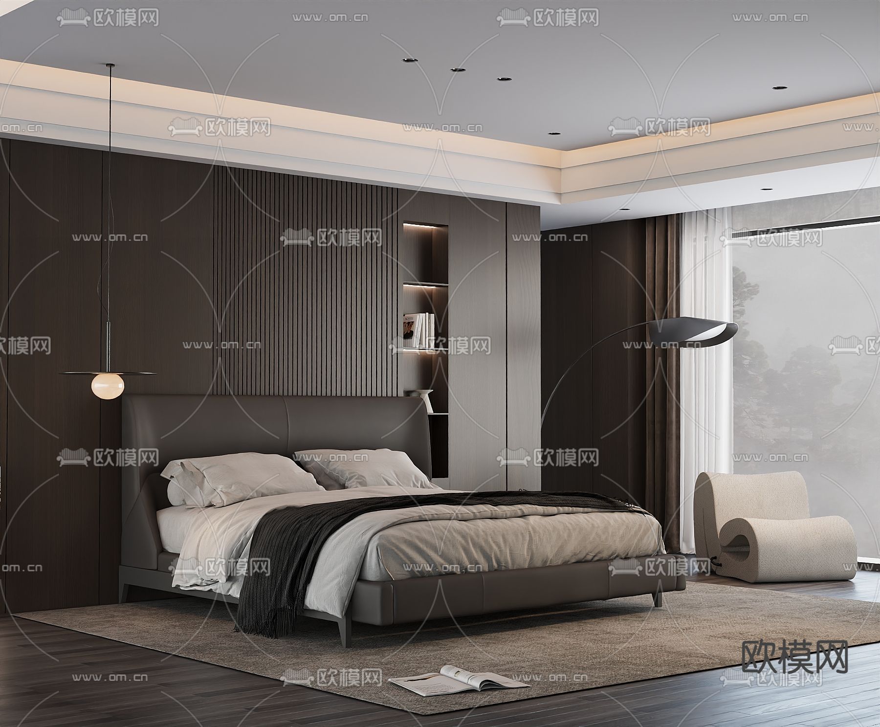 意式双人床3d模型下载