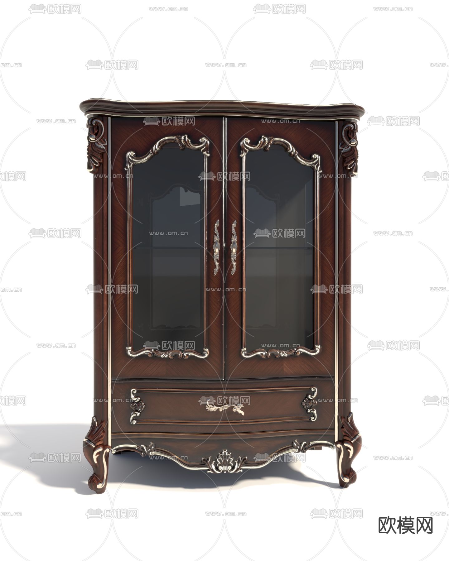 欧式厅柜 双门装饰柜3d模型下载（渲染图3）