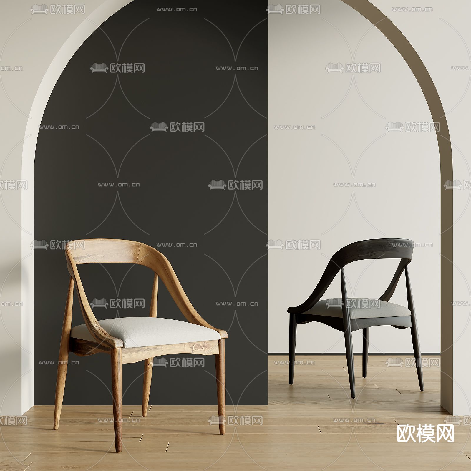 侘寂风单椅 餐椅3d模型下载